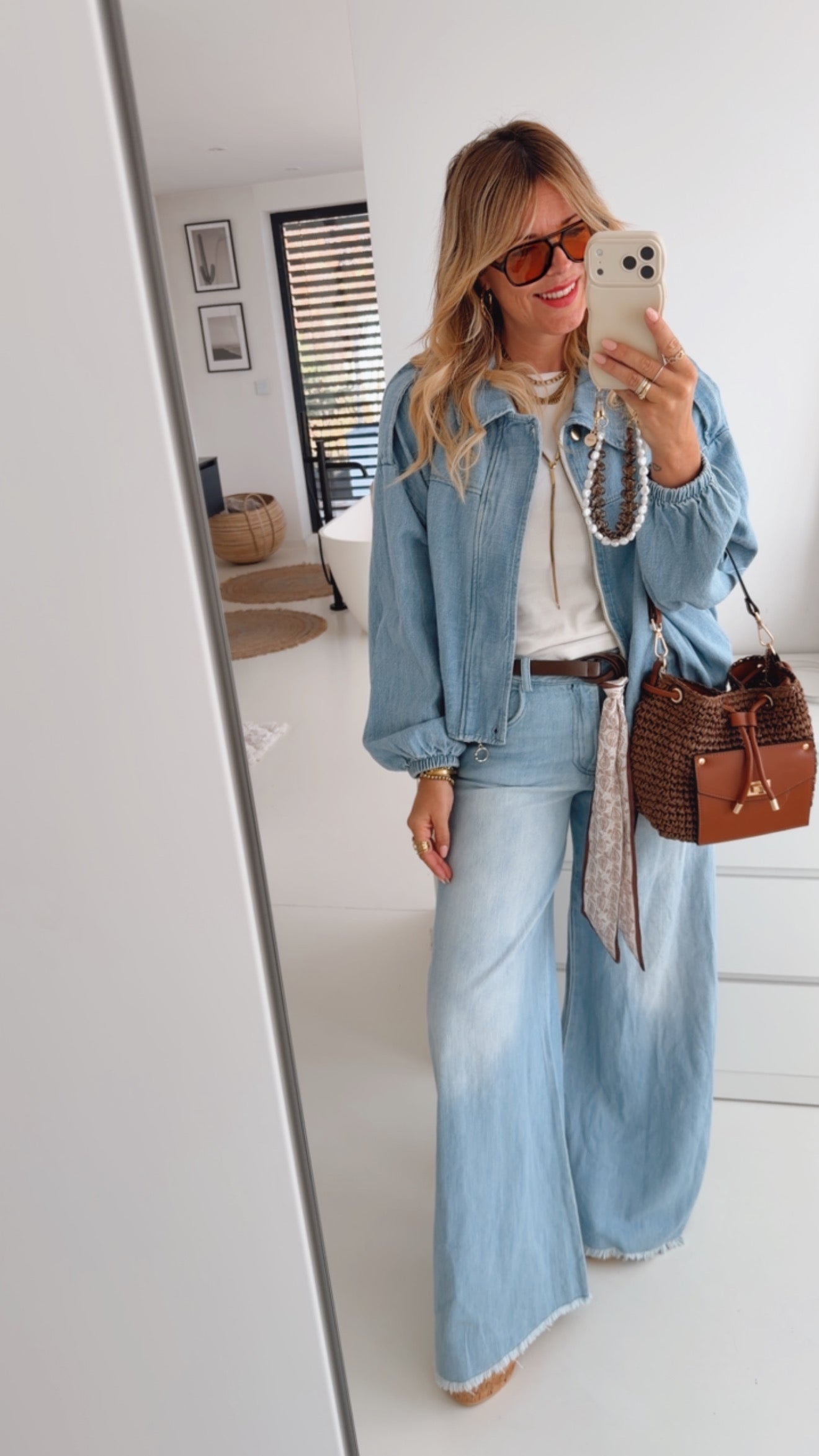 Midi Jeans Jacke Bomber