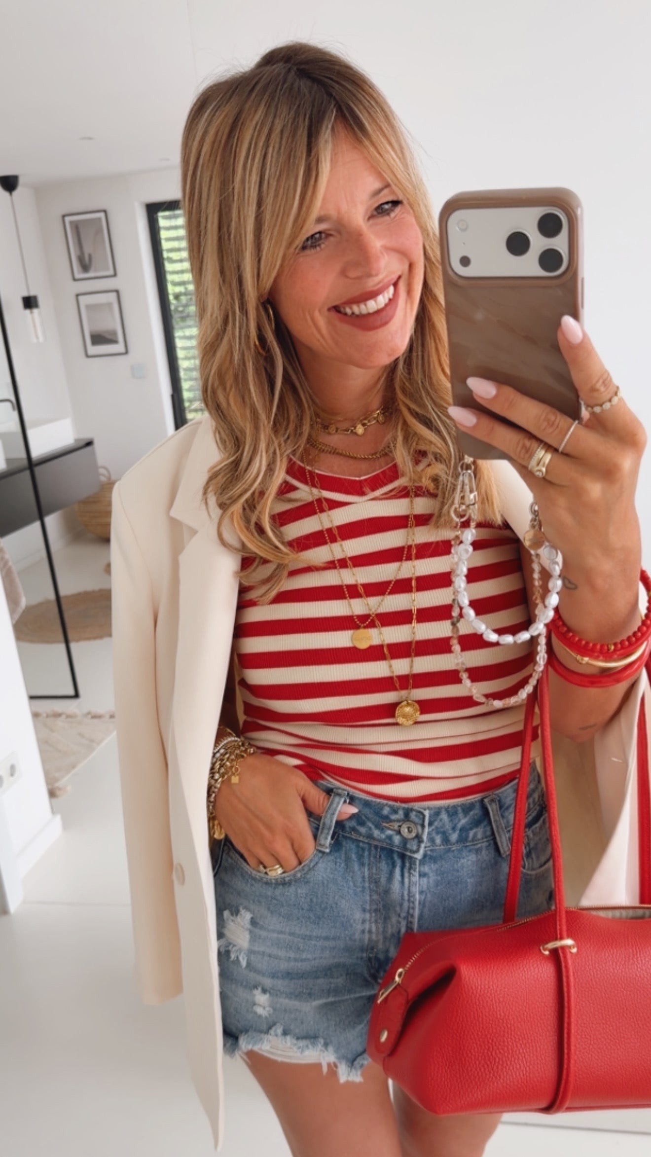 Ribbed Kurzarmshirt Stripes