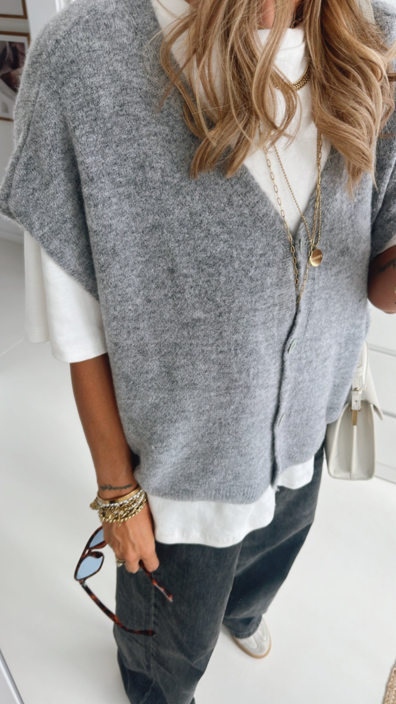 Oversize Pullunder Perlmutt Buttons