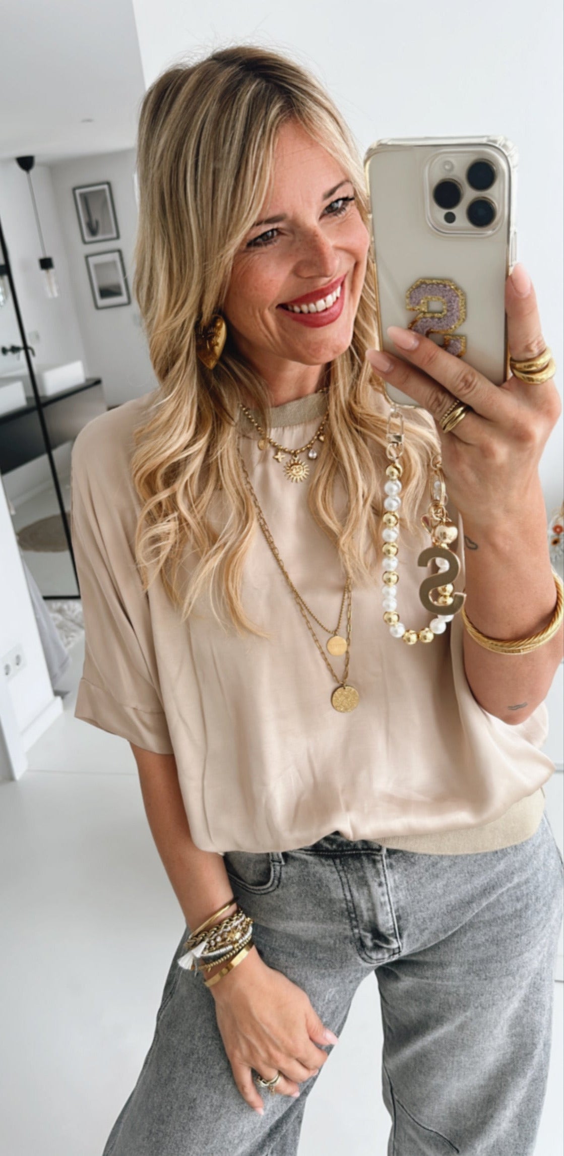 Satin Shirt mit Bündchen