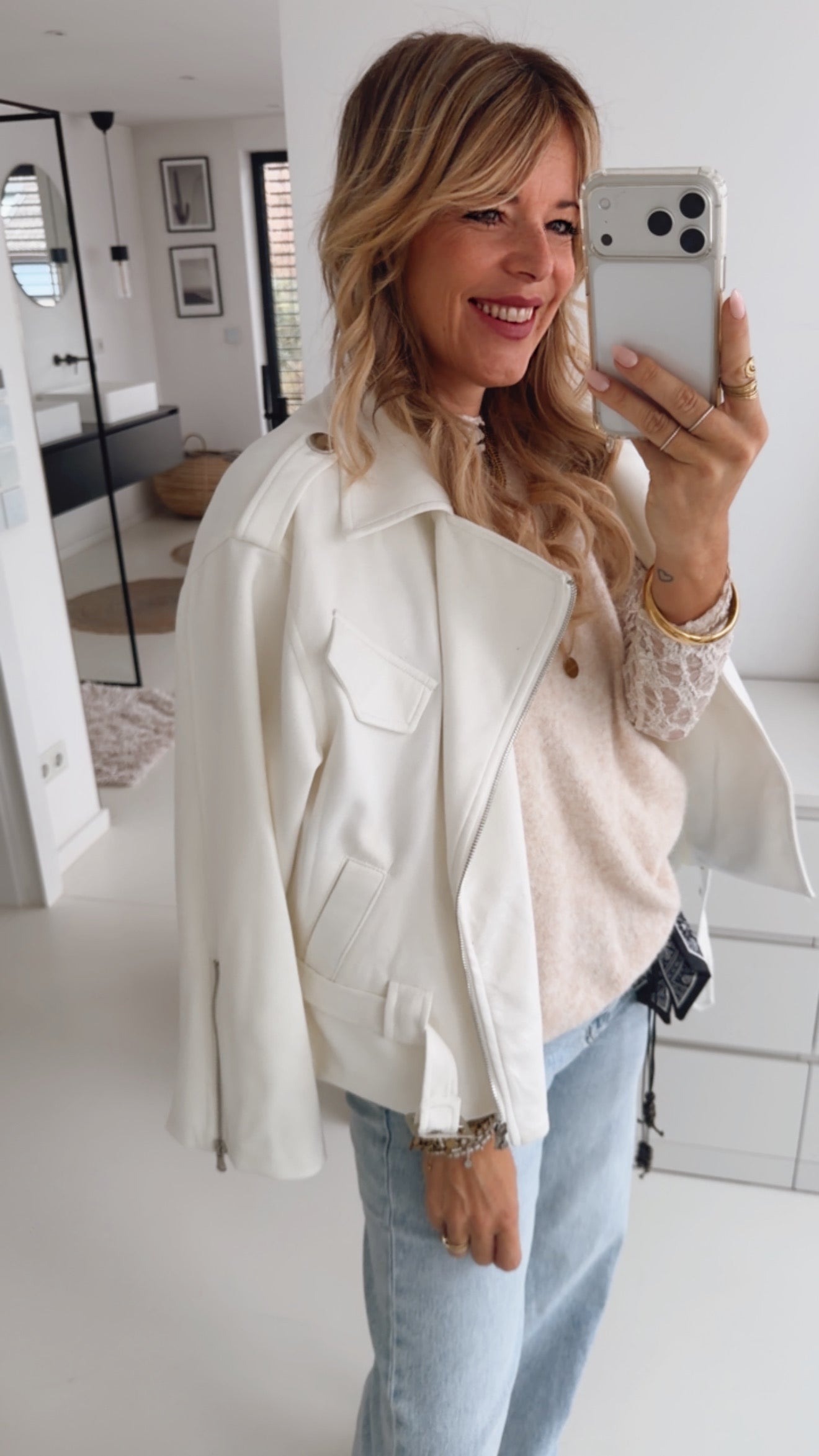 Midi Jacke Belt Wildlederoptik