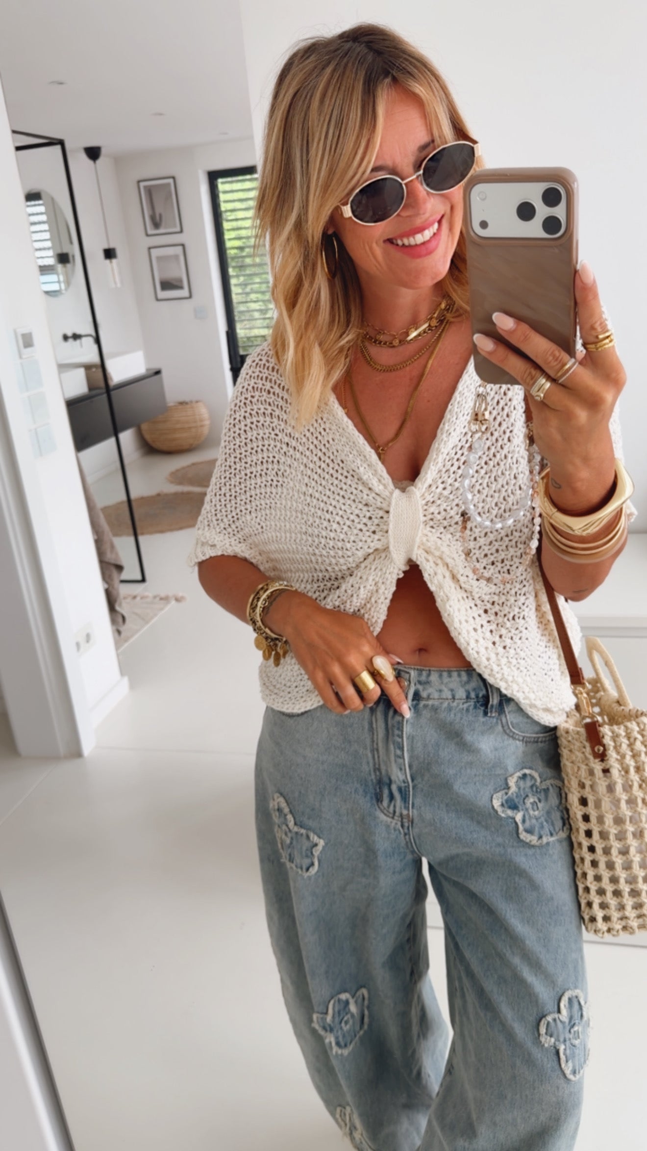 Schleifen Pulli Loose Strick