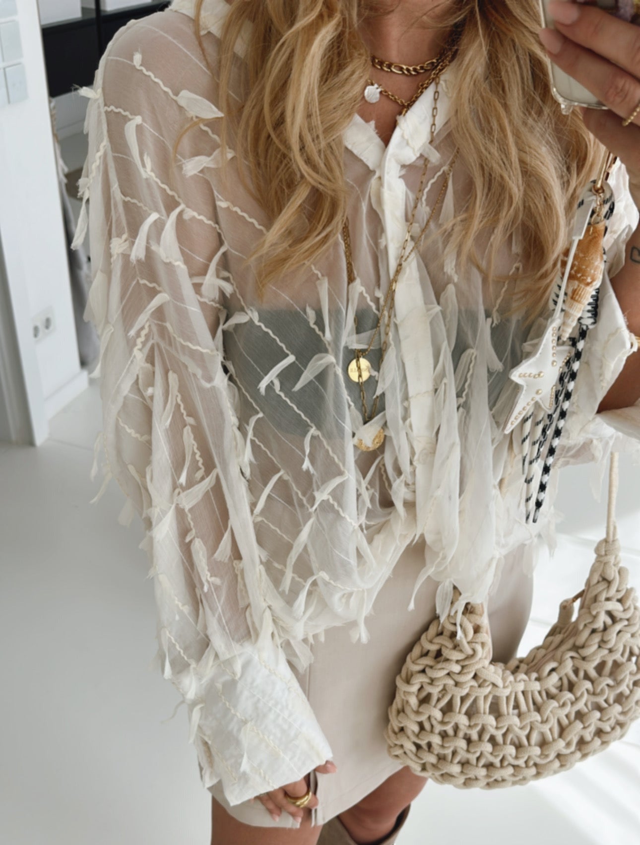 Bluse Knot Feathers