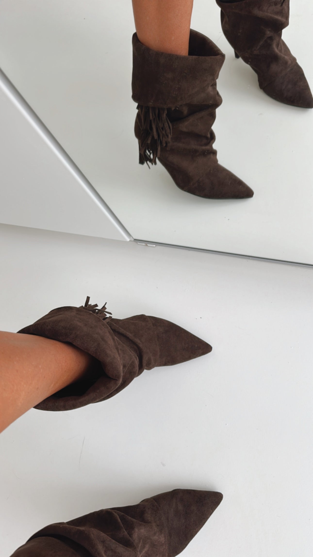 Heel Boots mit Fransen