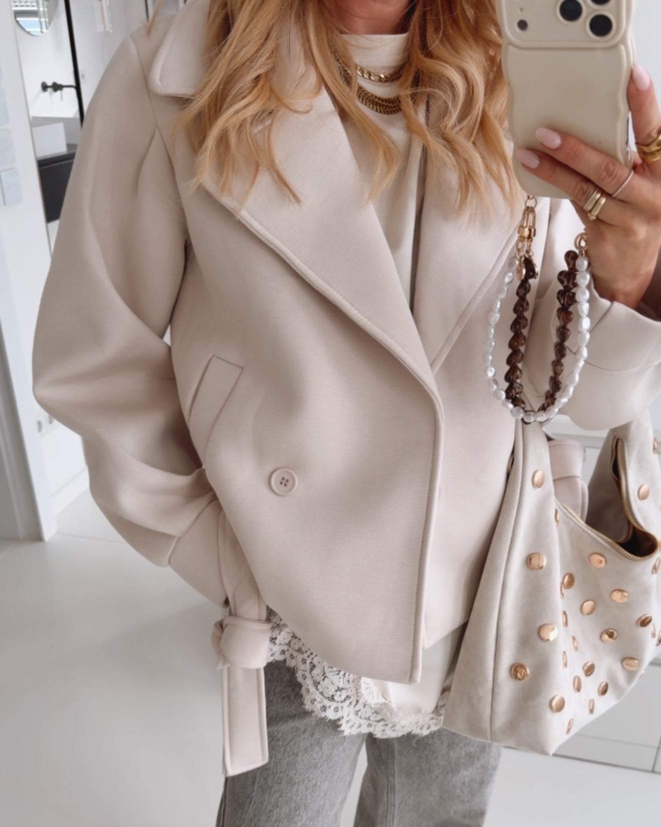 Midi Jacke Sporty mit Bindegürtel