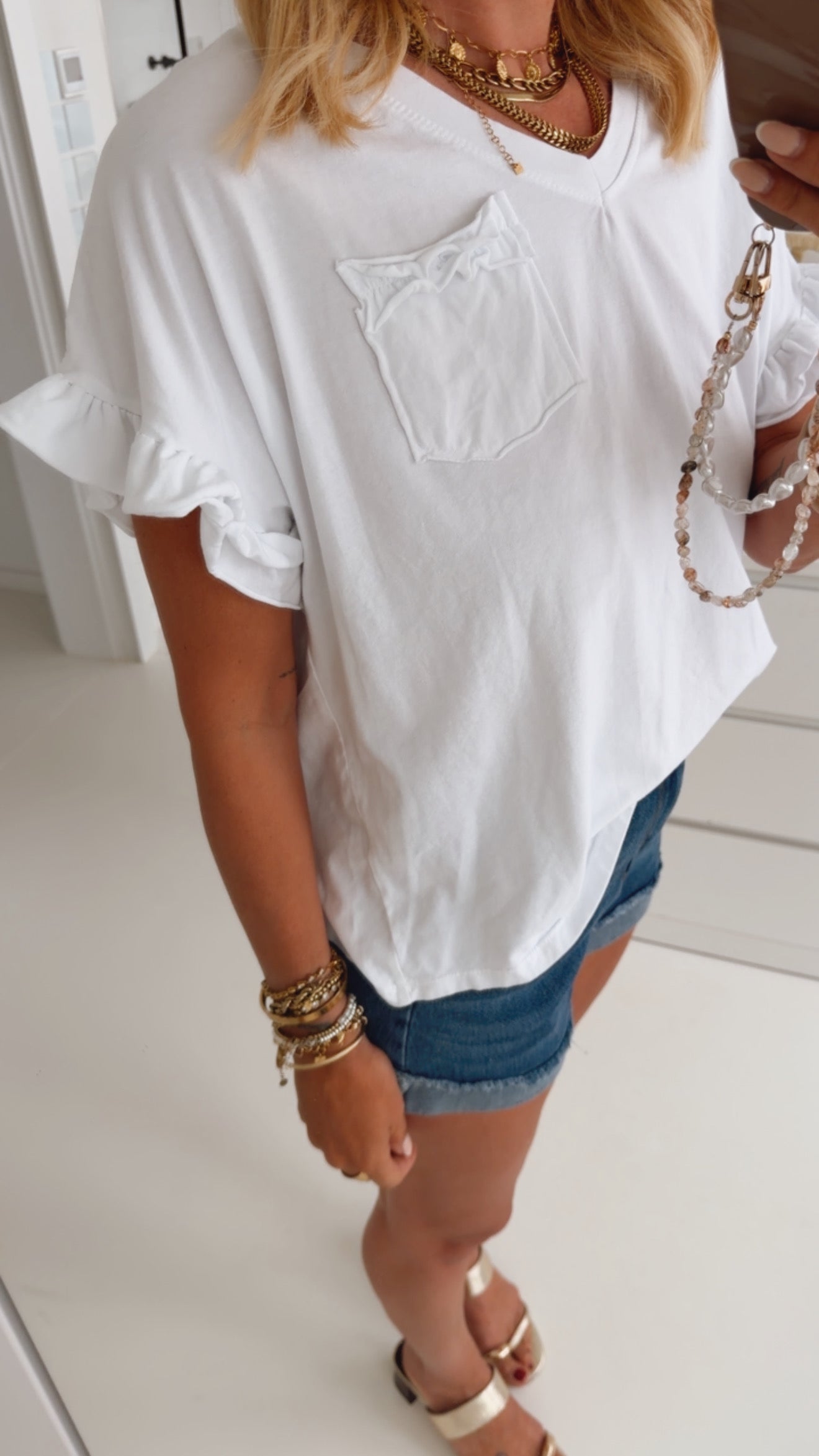 Jeans Shorts mit Umschlag