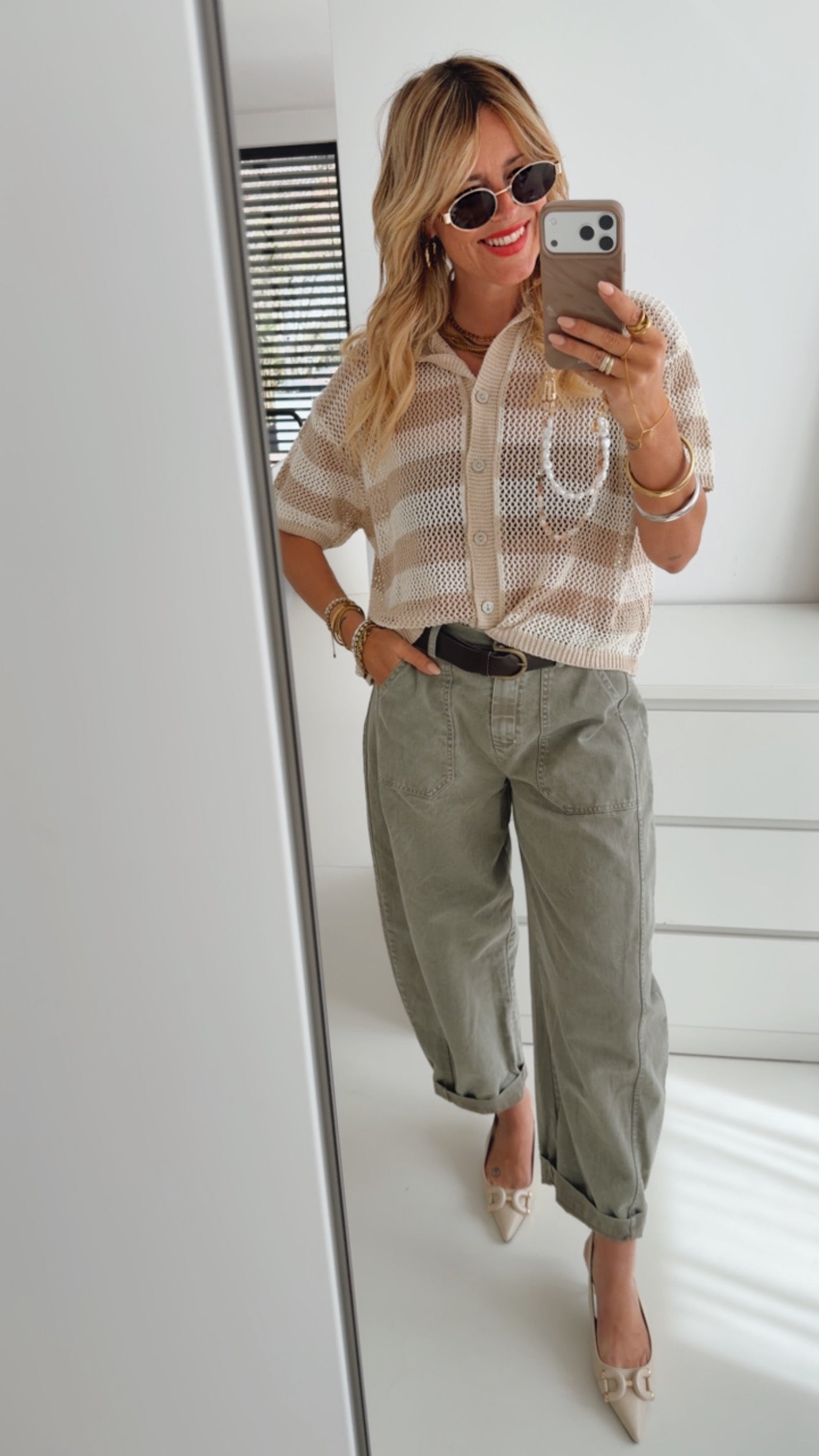 Loose Strick Hemd Kurzarm