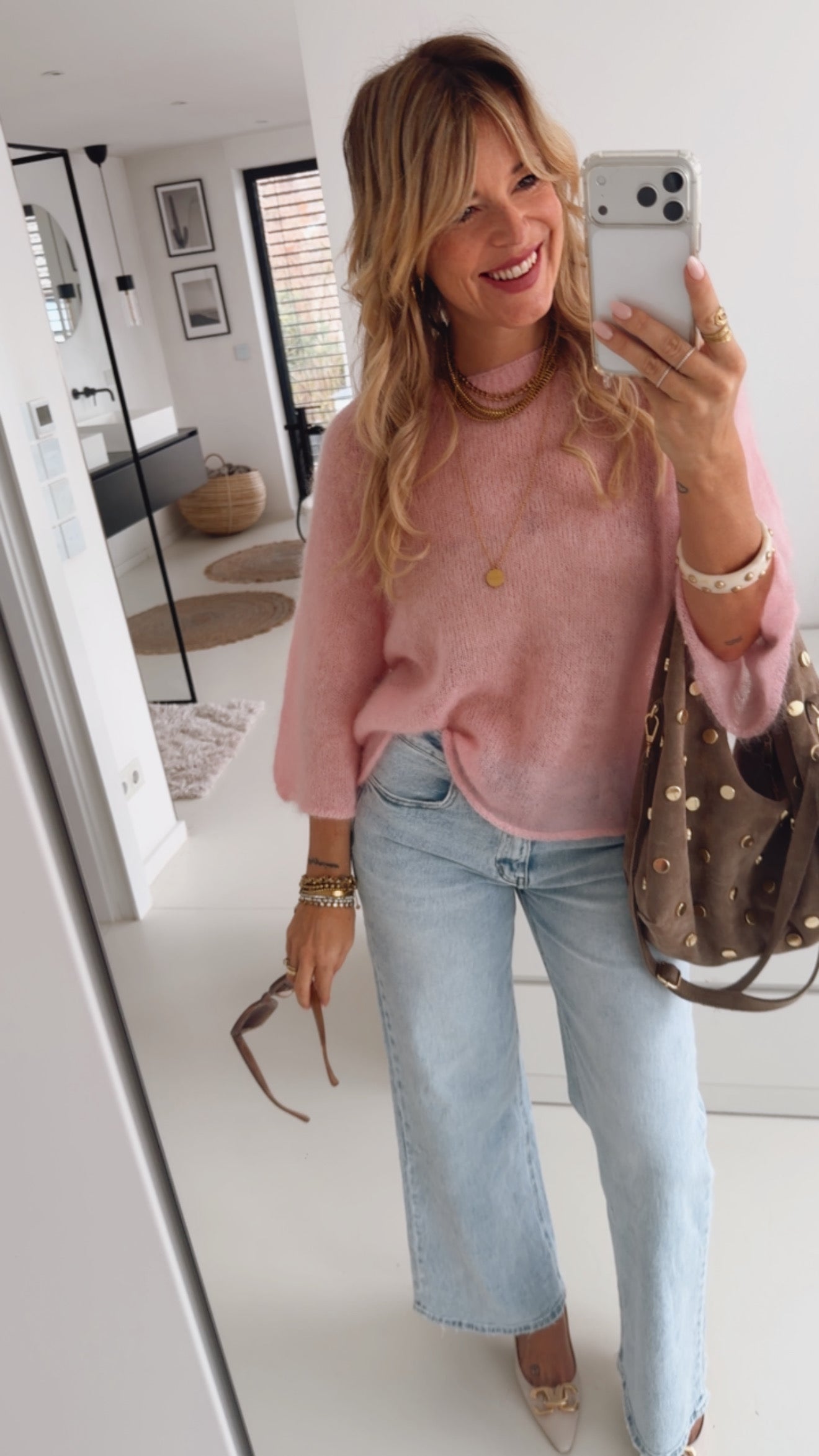 Midi Soft Strick Pulli Dreiviertelarm