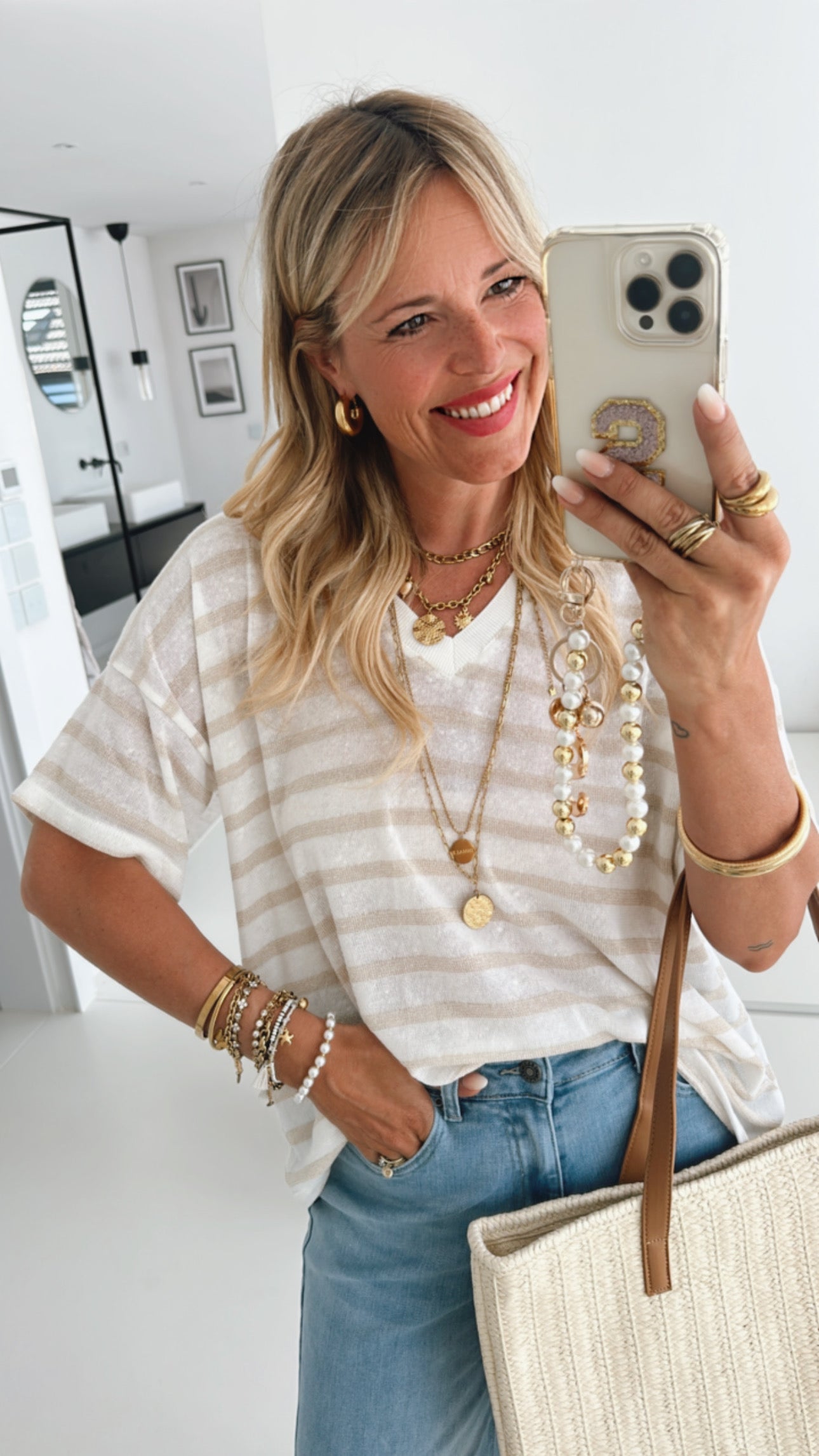 Loose T-Shirt mit Streifen
