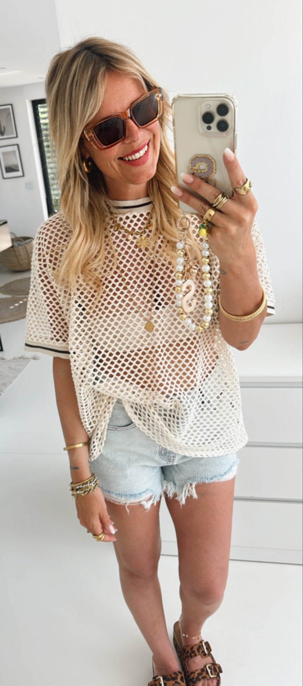T-Shirt Net mit Bündchen