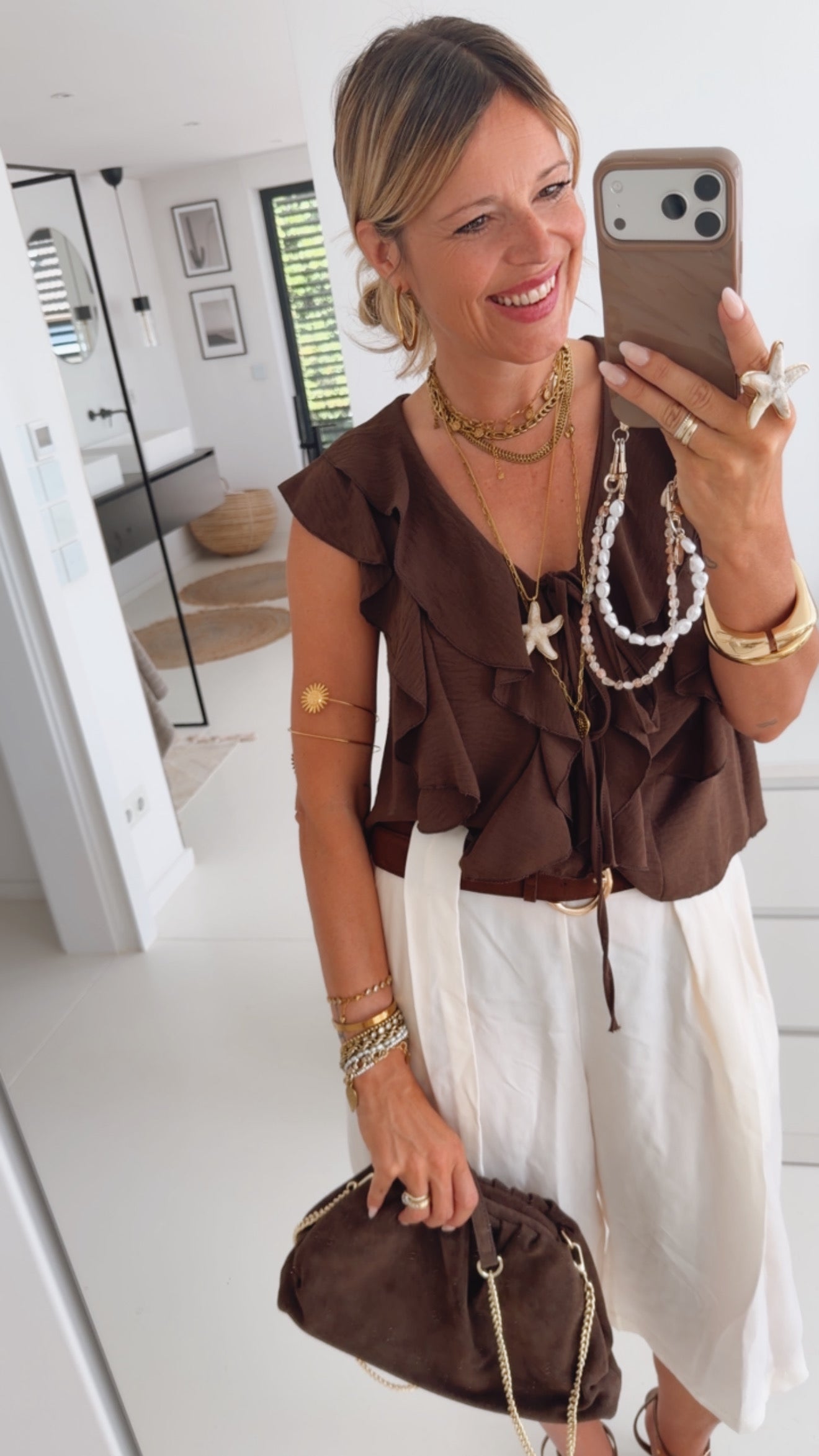 Shirt mit Volants und Knopfleiste