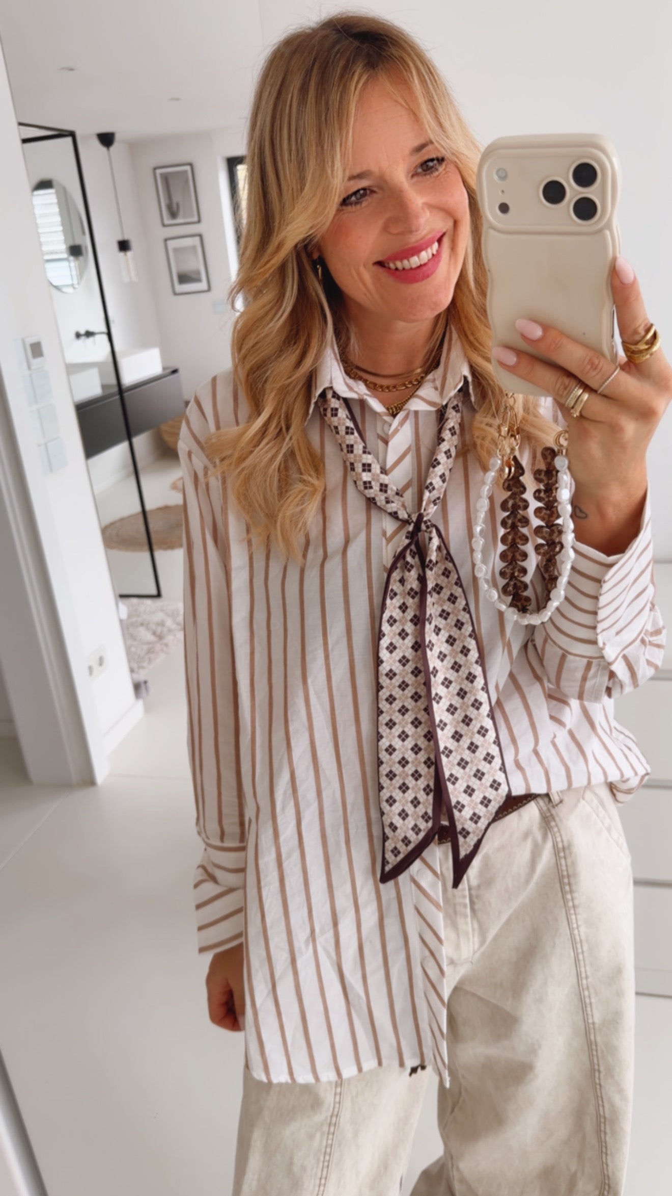 Hemd Bluse Neck Tie Stripes
