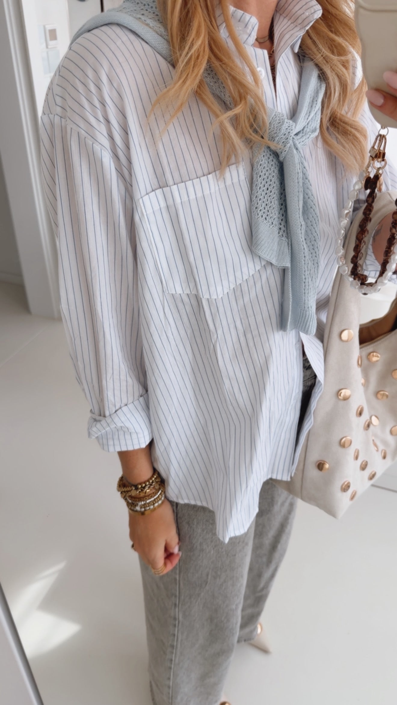 Hemd Bluse Stripes mit Stricktuch