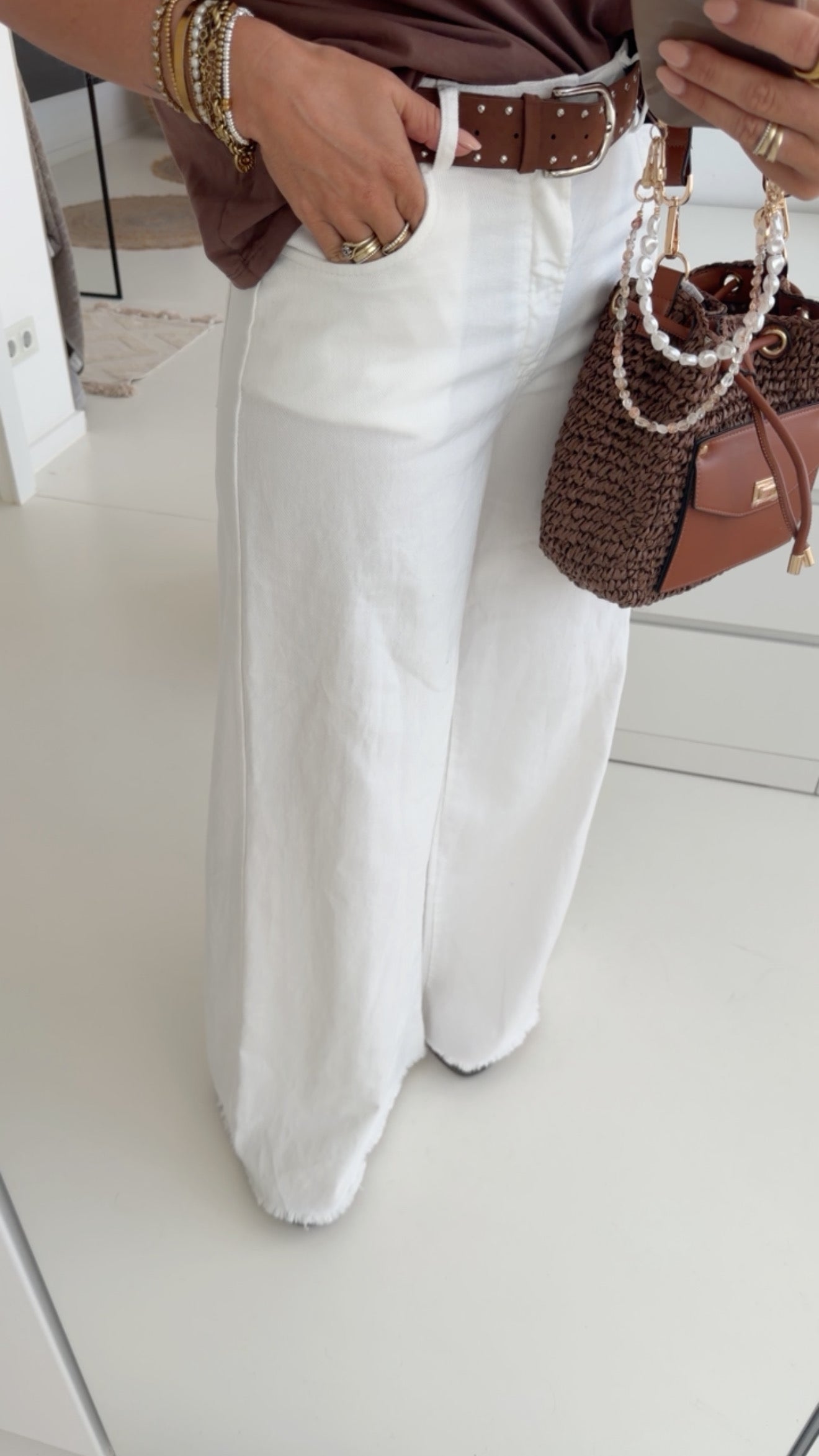 Fransen Jeans Mit Gürtel