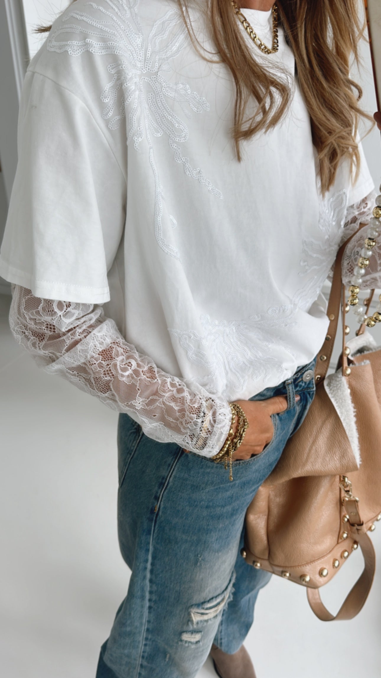 Pailletten Shirt Lacearms