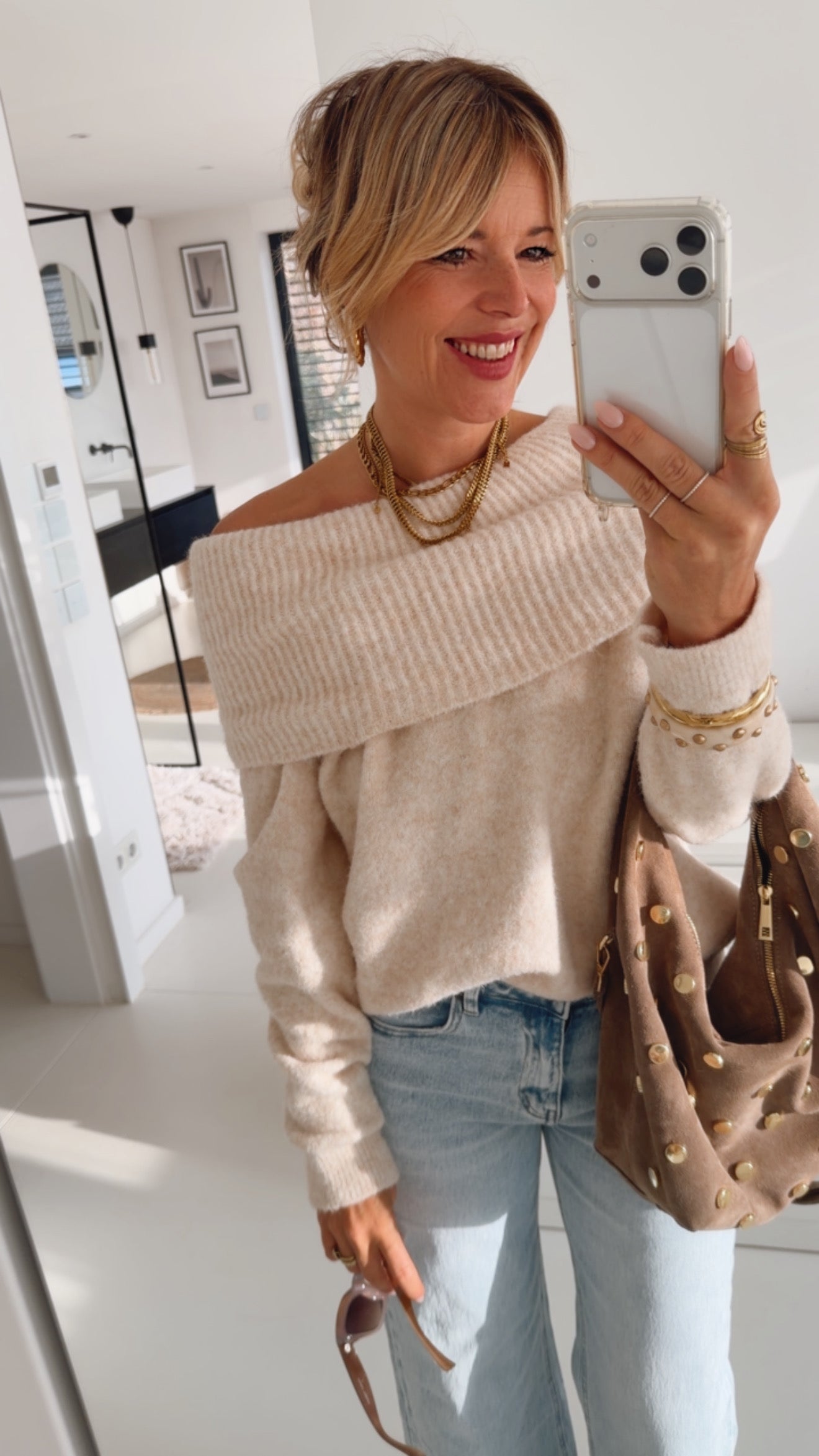 Strick Pulli Off-Shoulder