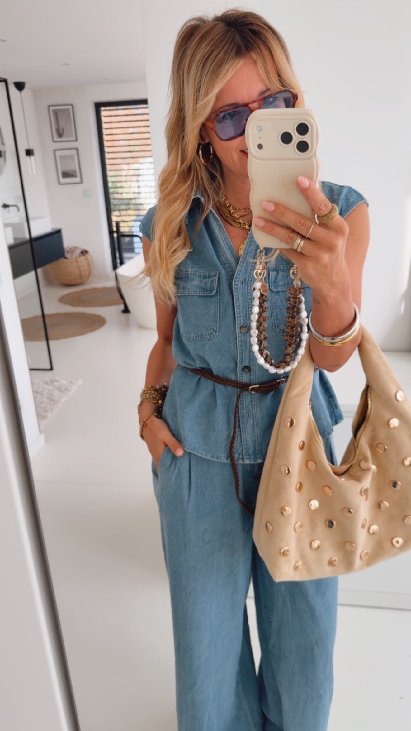 Jeans Weste mit Gürtel