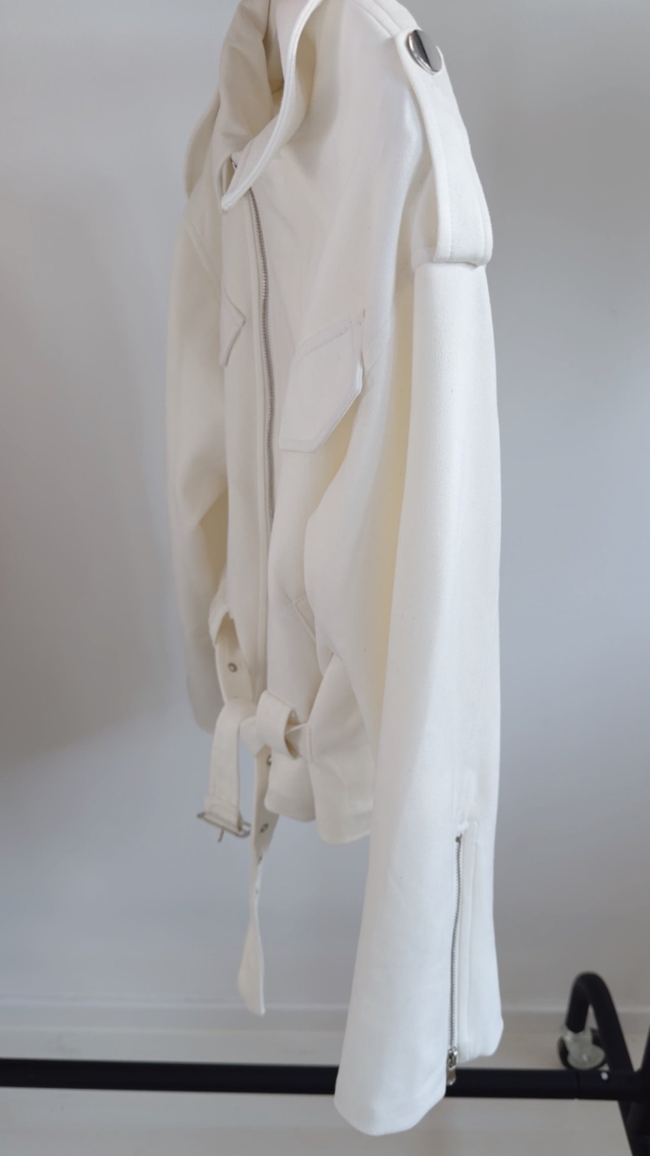 Midi Jacke Belt Wildlederoptik