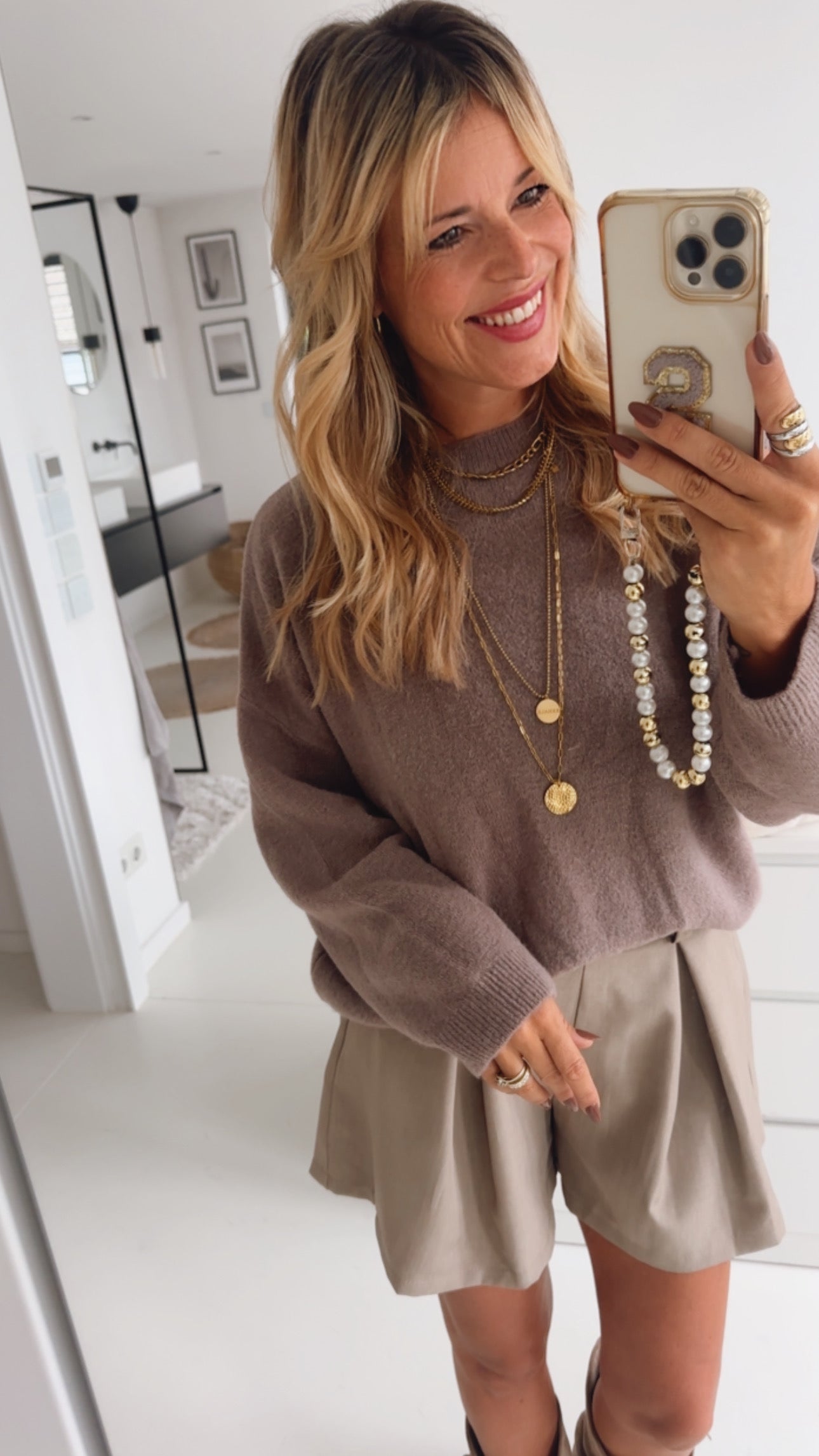 Midi Pulli Roundneck mit Bündchenarm