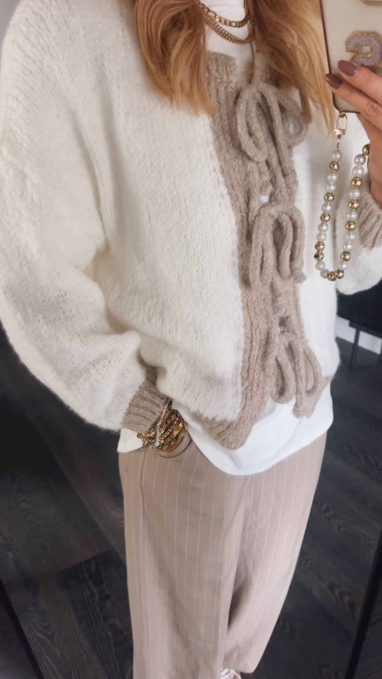 Midi Strickjacke zum Binden
