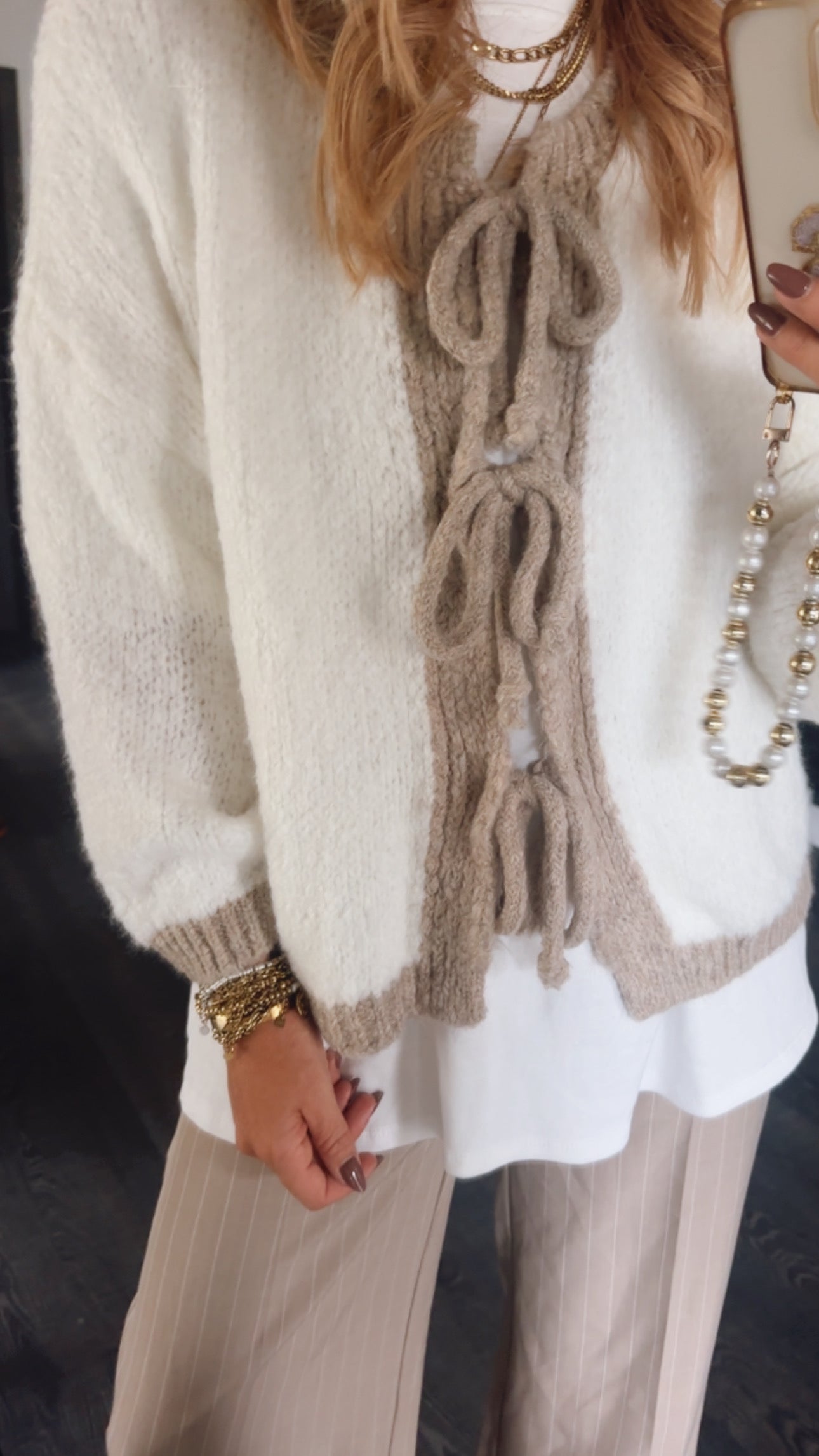 Midi Strickjacke zum Binden