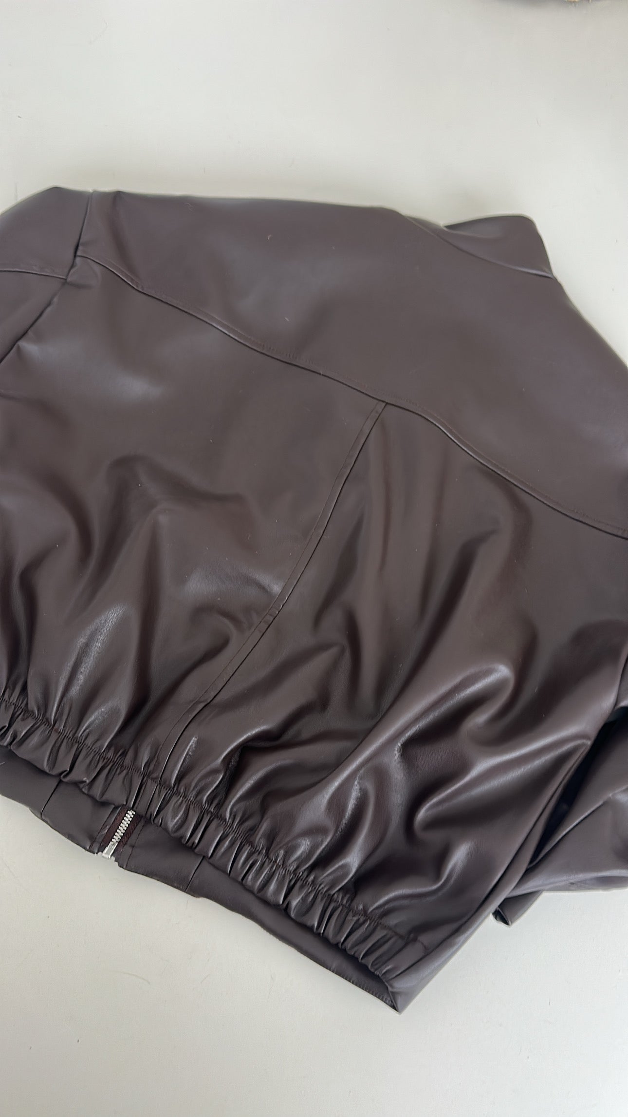 Midi Zip Jacke Lederoptik
