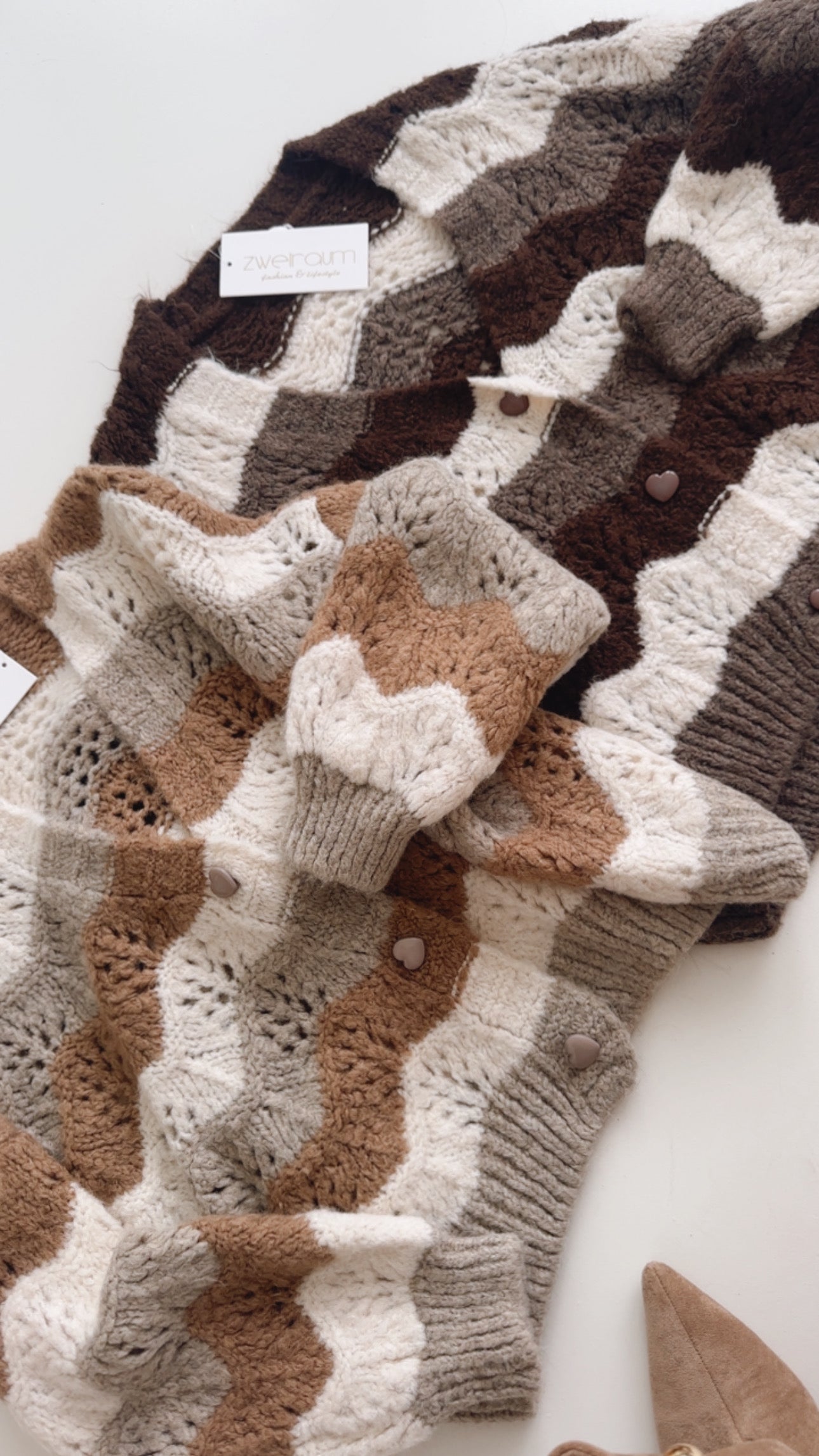 Midi Strickjacke ZigZag Heart Button