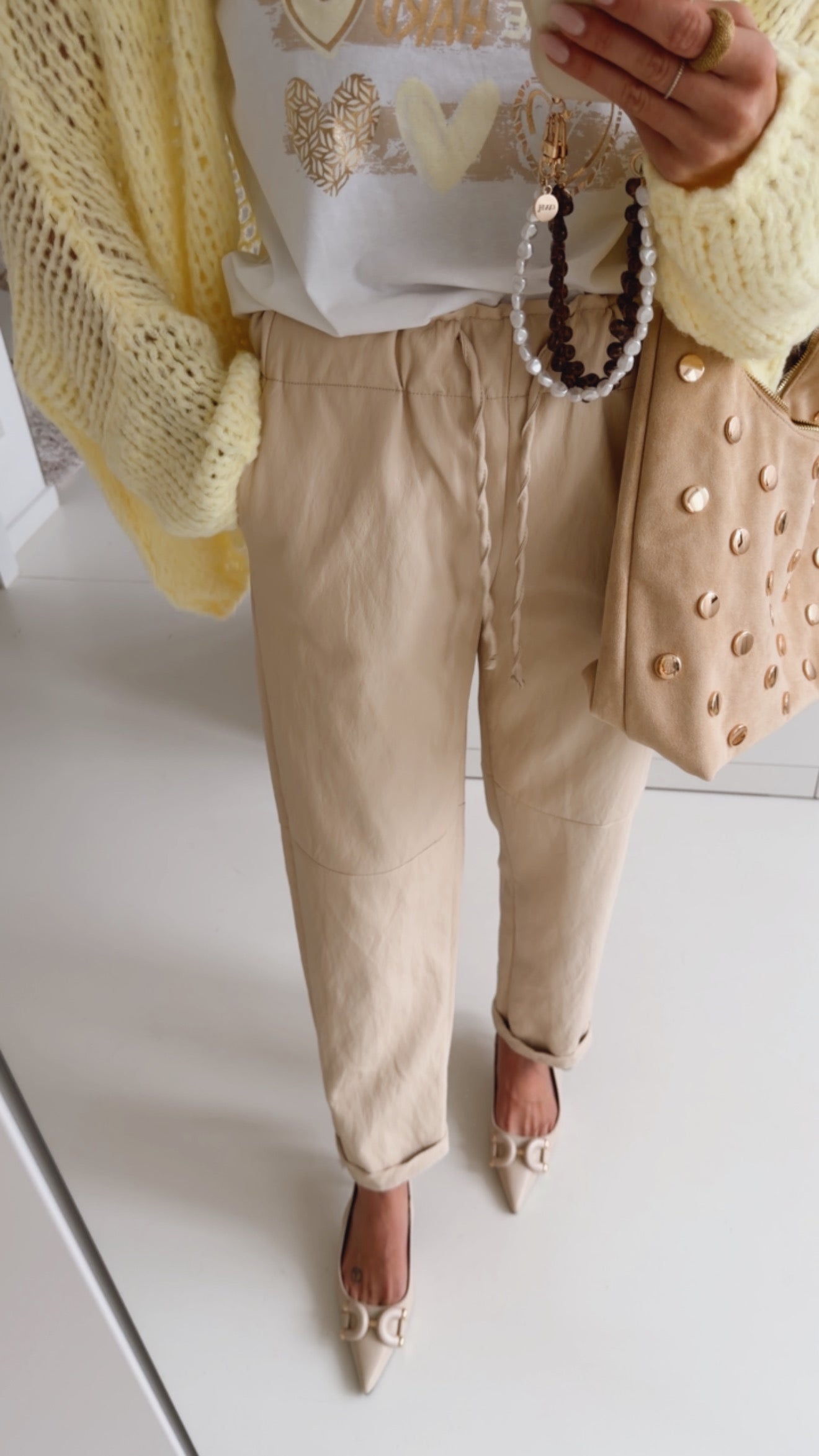 Mom Style Joggers Lederoptik