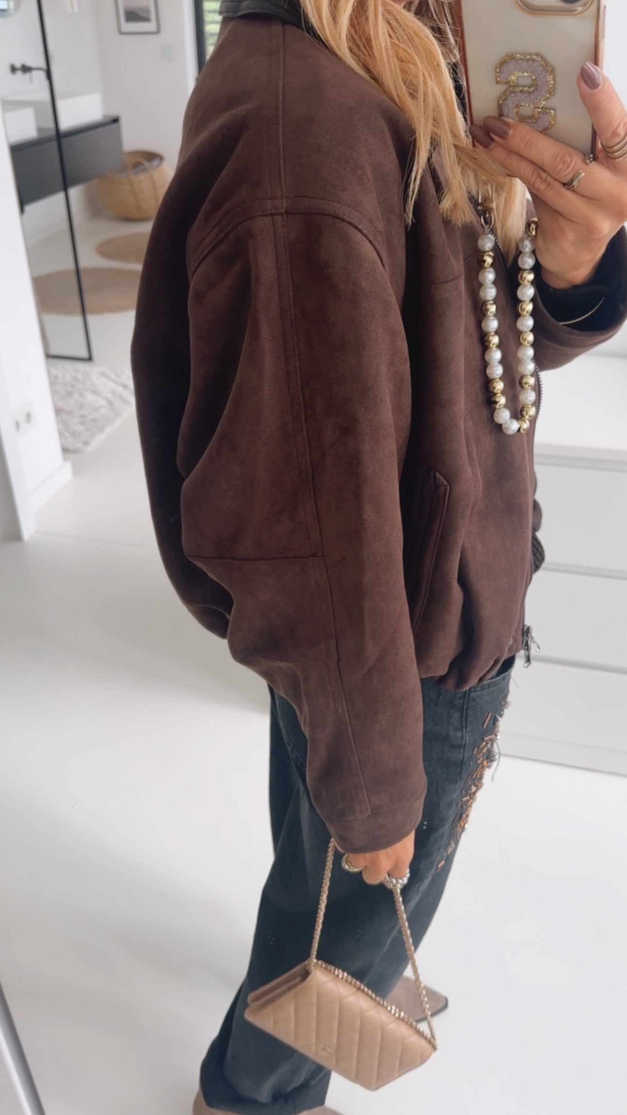 Wildlederoptik Jacke Puffy