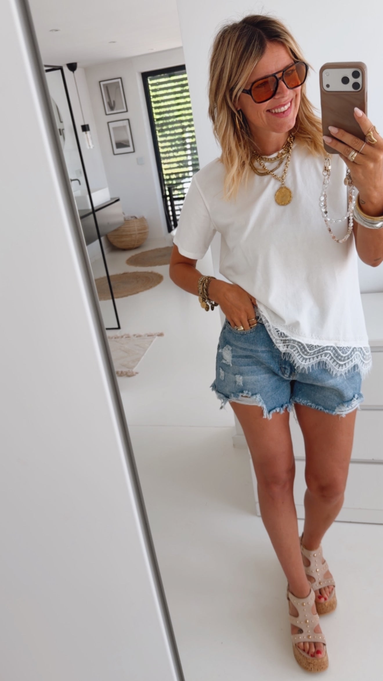 T-Shirt Asymmerisch Lace