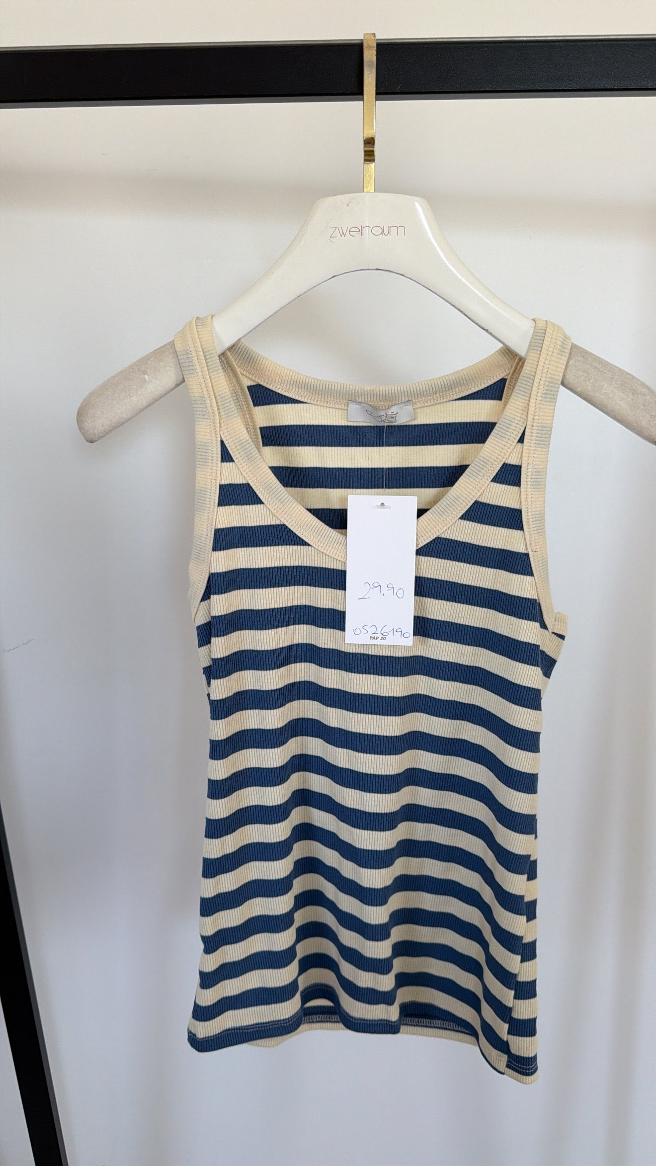 Tank Top Stripes Rounded V-Neck