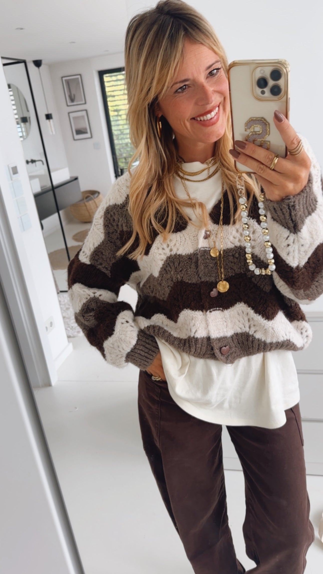 Midi Strickjacke ZigZag Heart Button