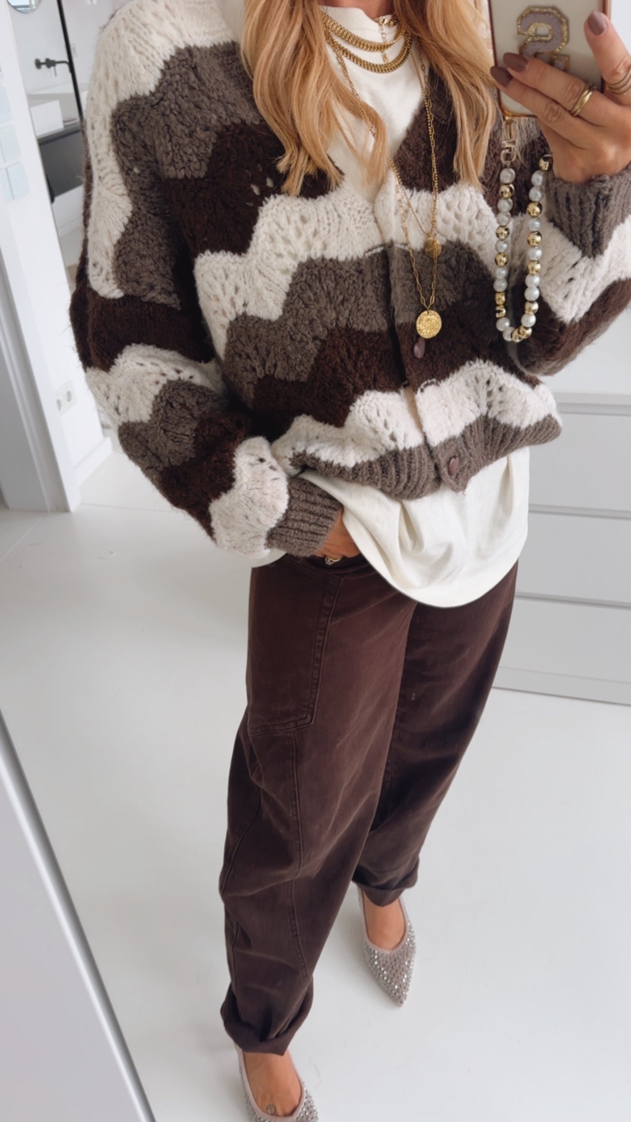 Midi Strickjacke ZigZag Heart Button