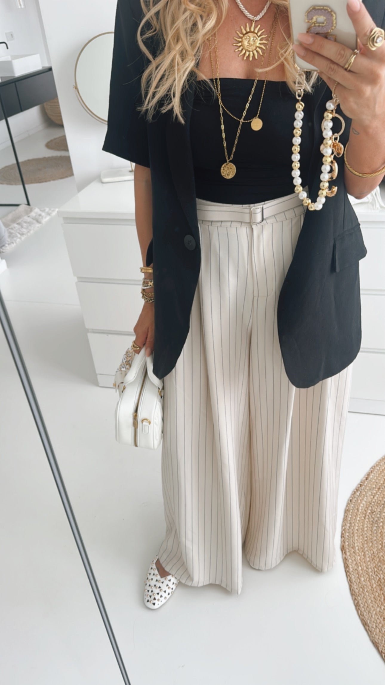Hose Wide Leg Fine Stripes