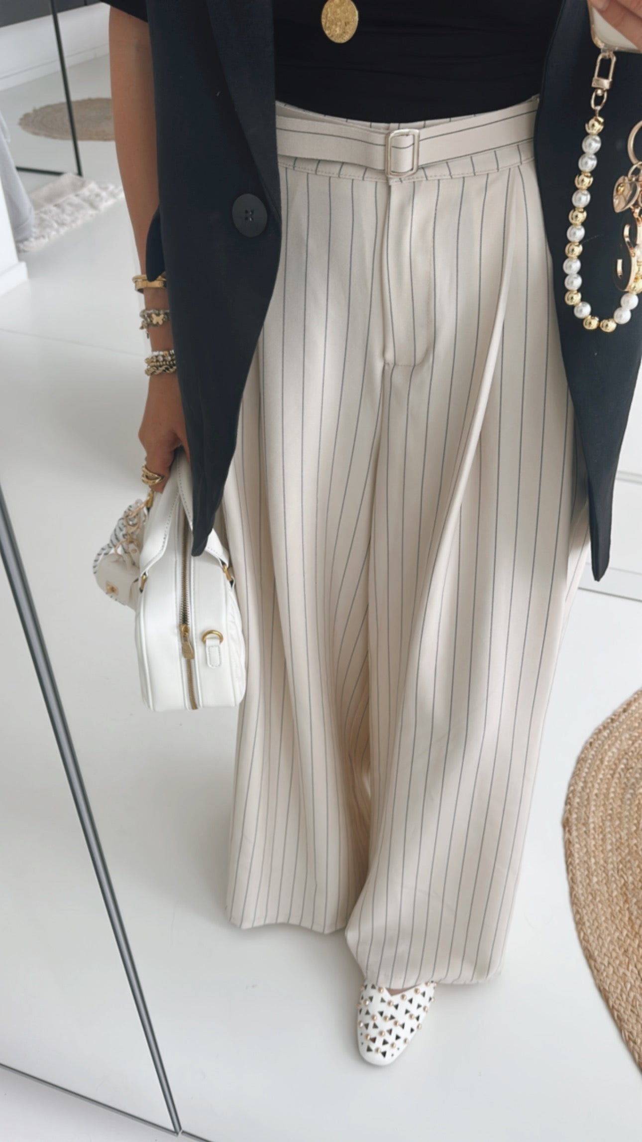 Hose Wide Leg Fine Stripes