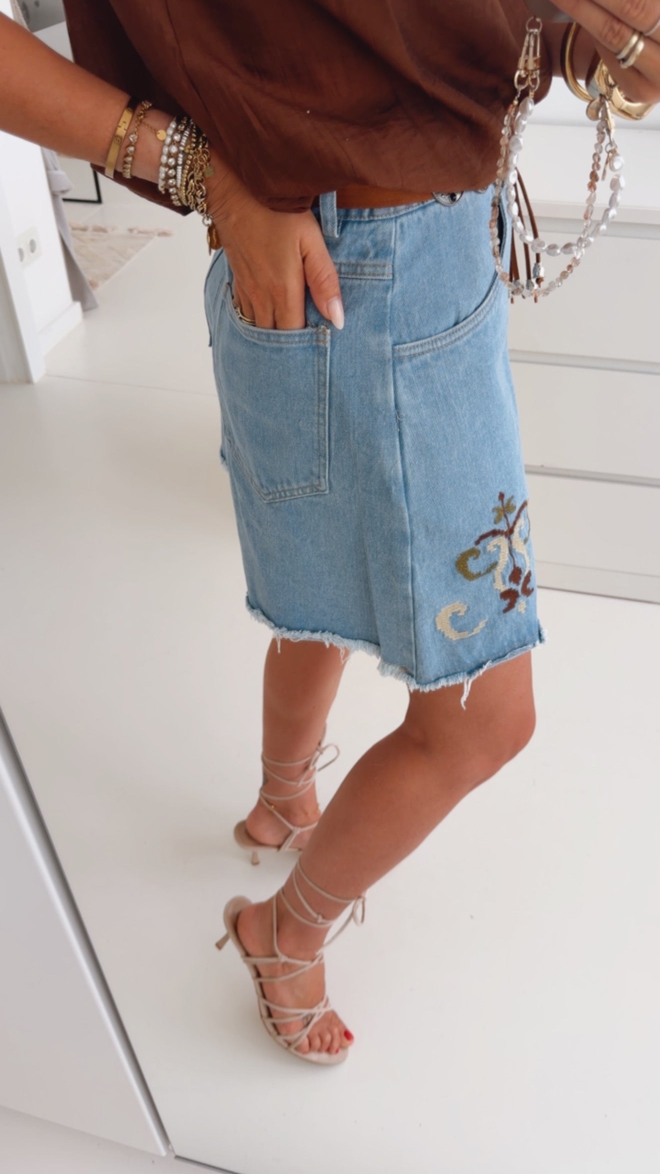 Midi Jeans mit Gürtel Country Love