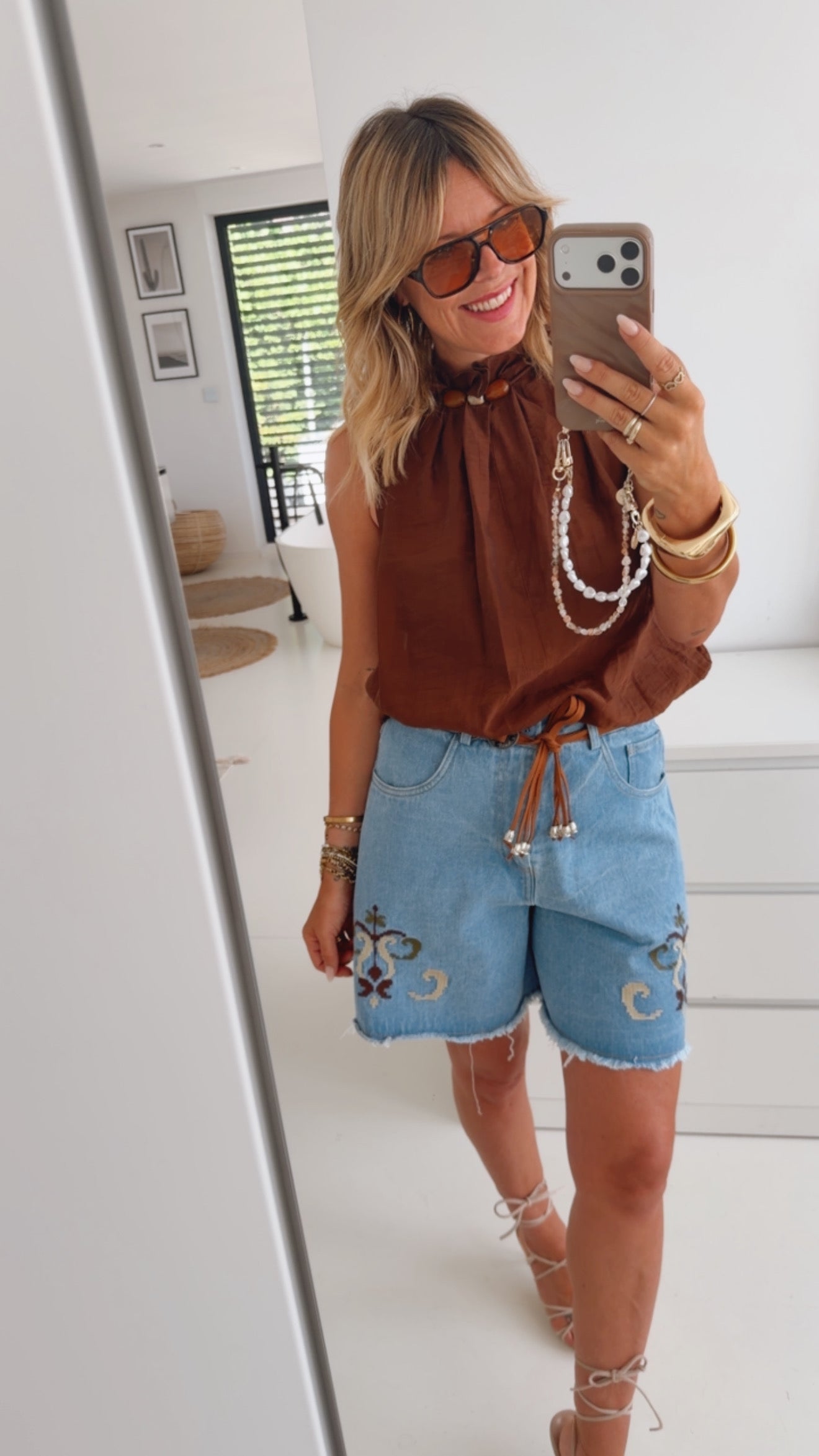 Midi Jeans mit Gürtel Country Love