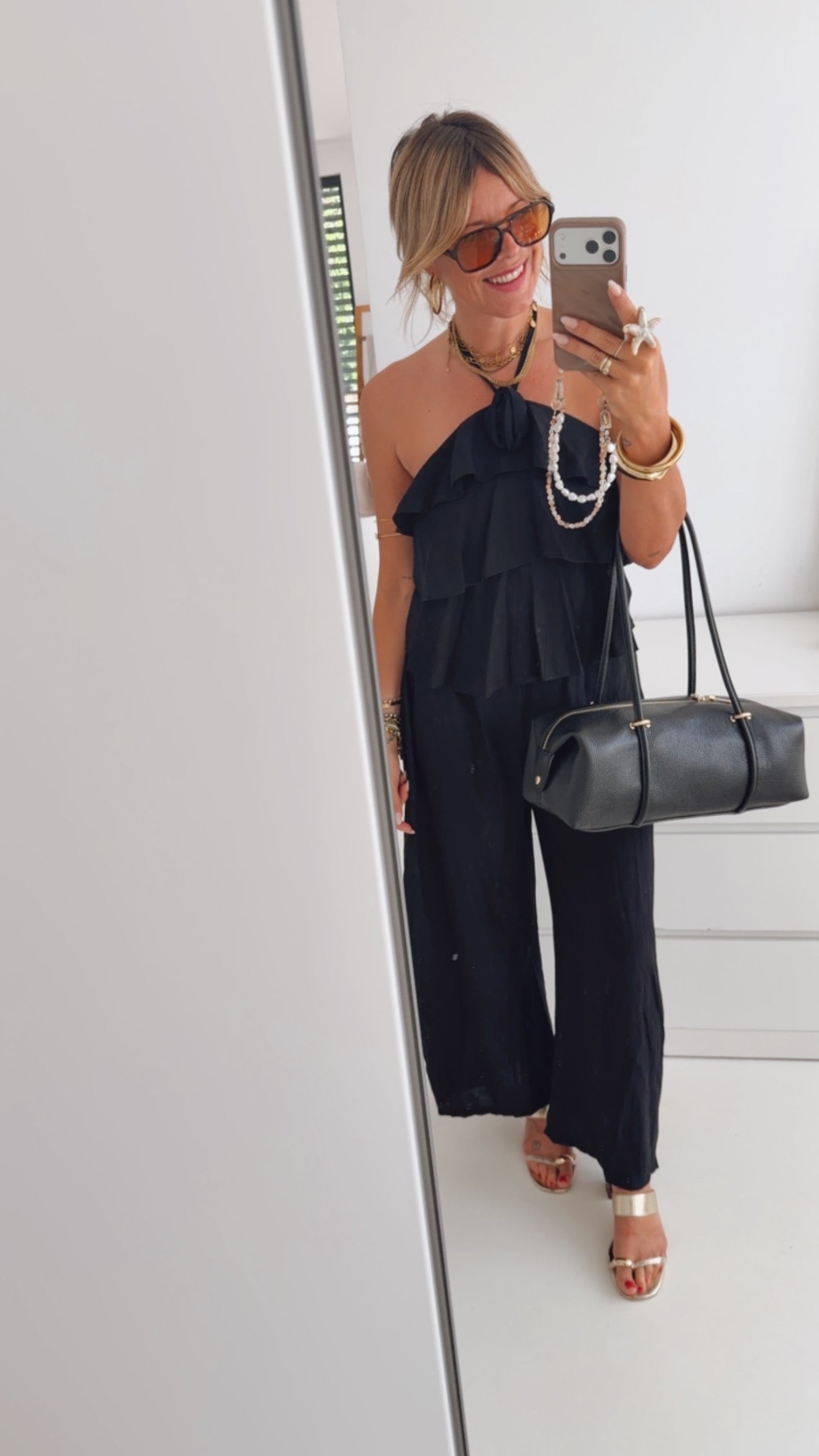 Neckholder Jumpsuit Structured Volants
