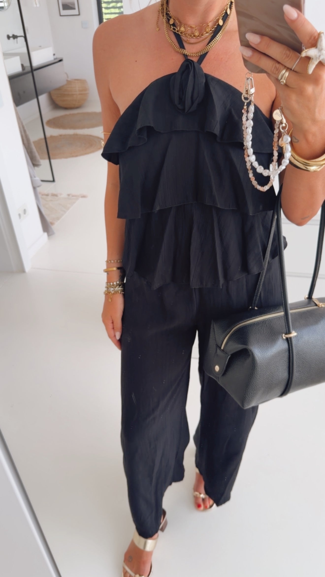 Neckholder Jumpsuit Structured Volants