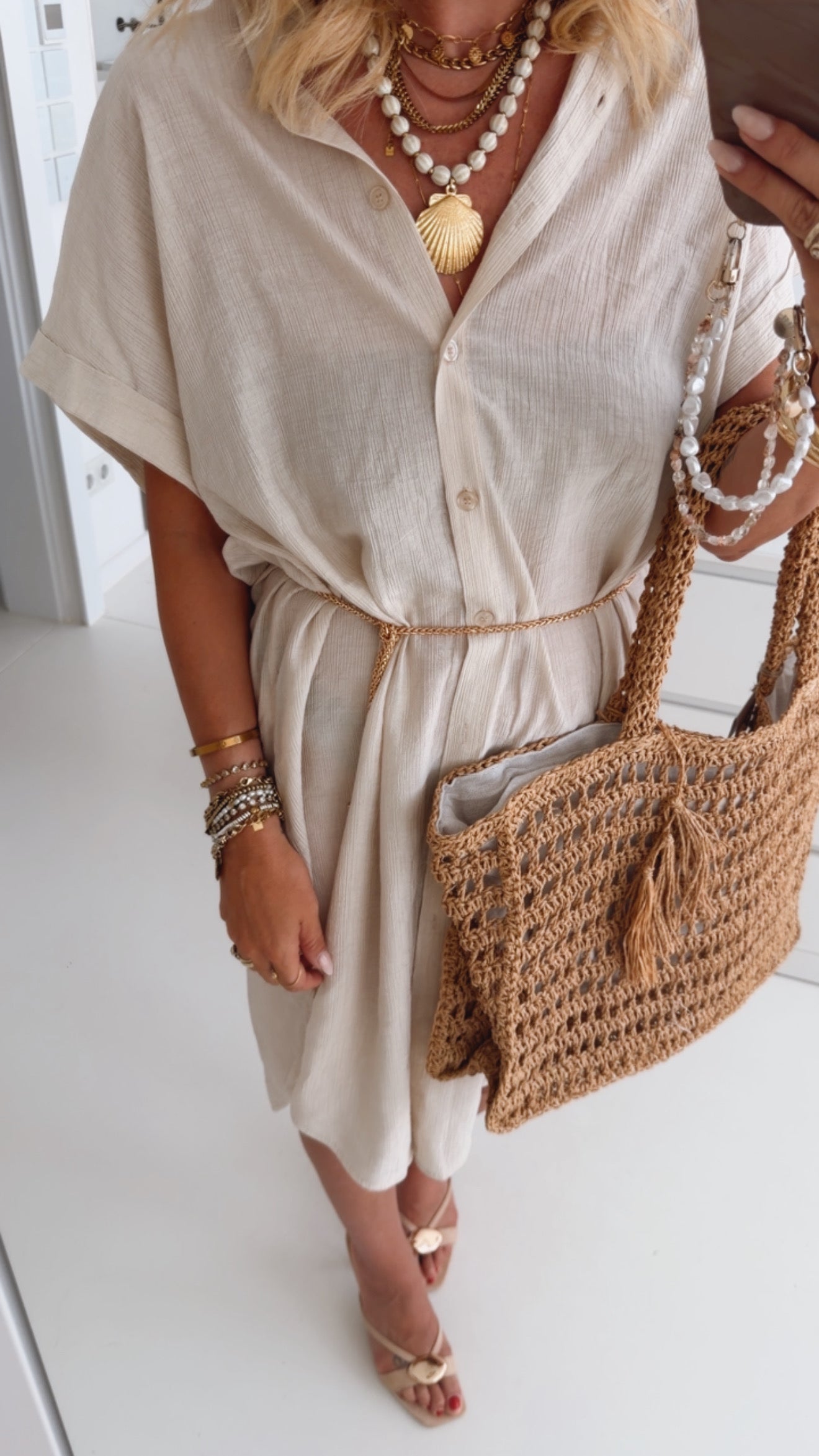 Structured Kleid mit Knopfleiste