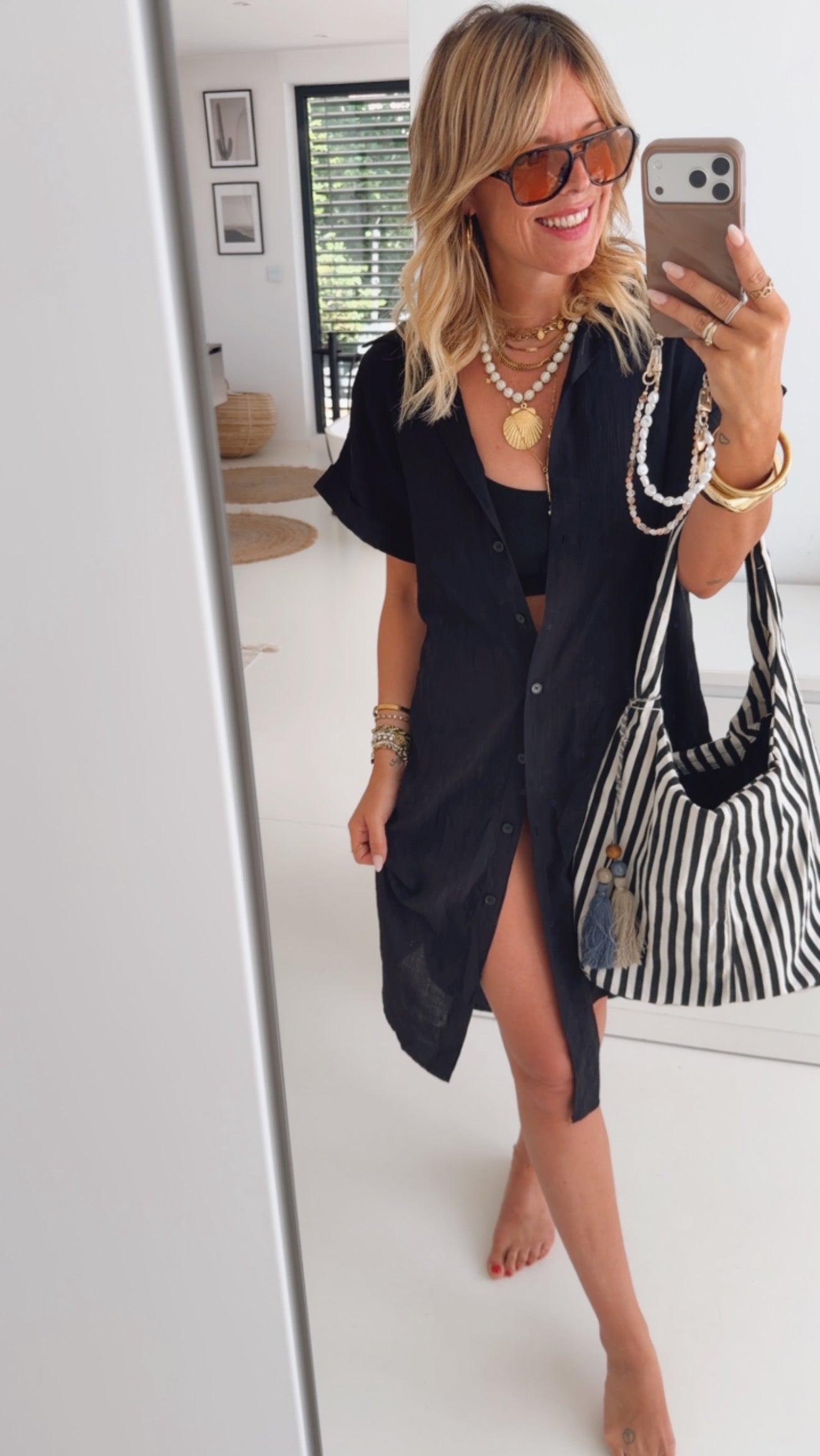 Structured Kleid mit Knopfleiste