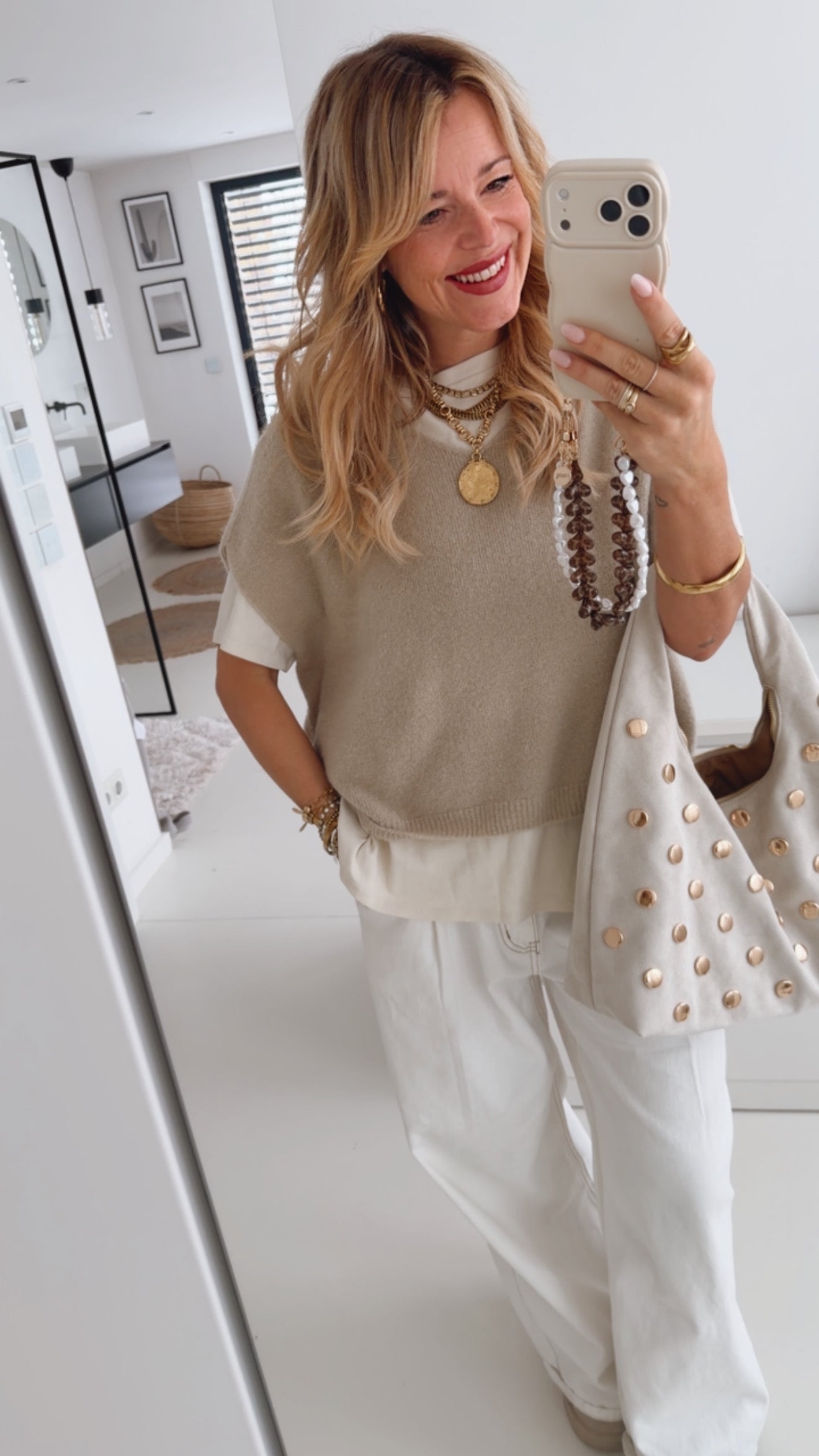 Midi Strick Pullunder Loose V-Neck