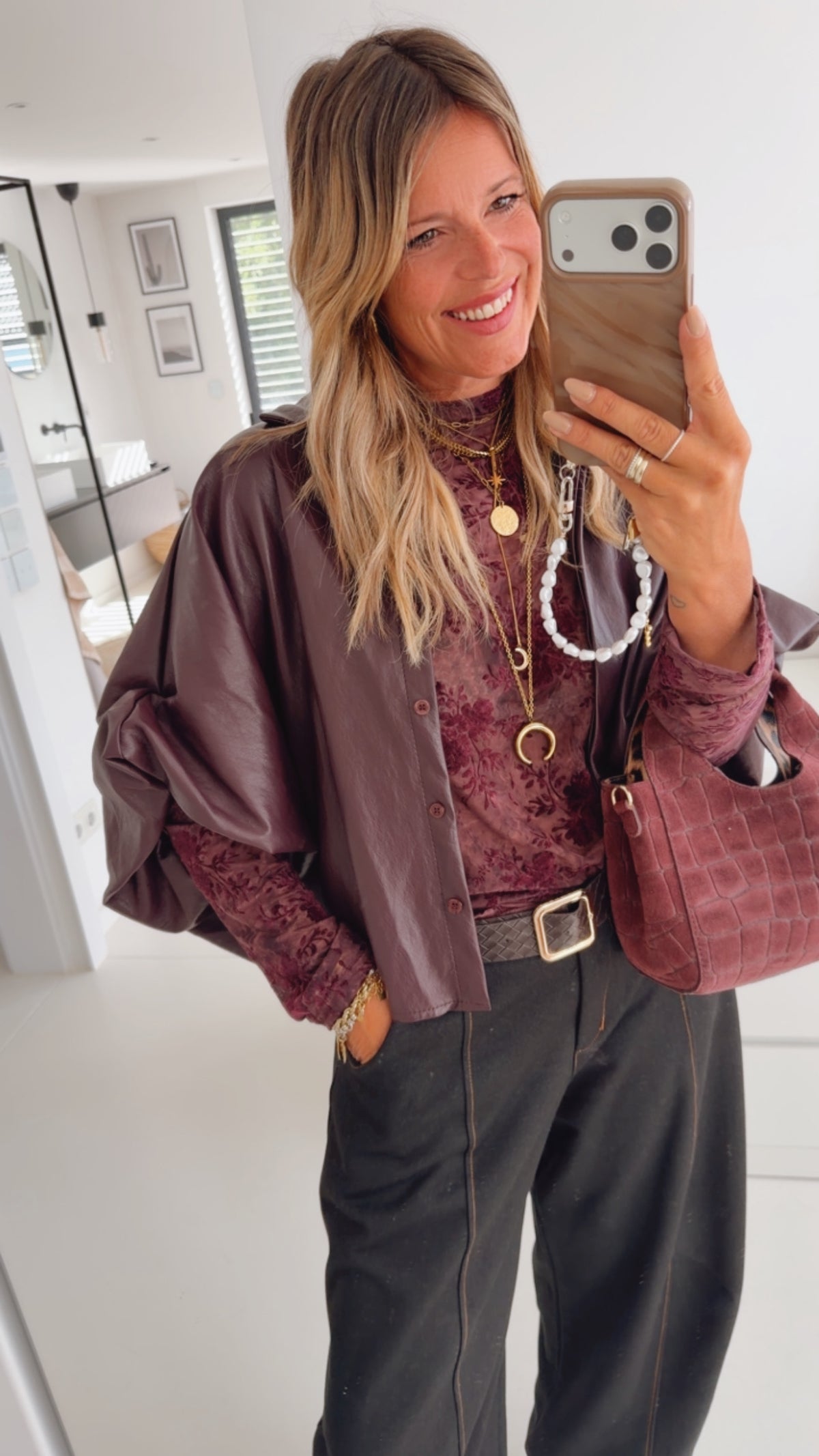 Longsleeve Sheer Samt Optik