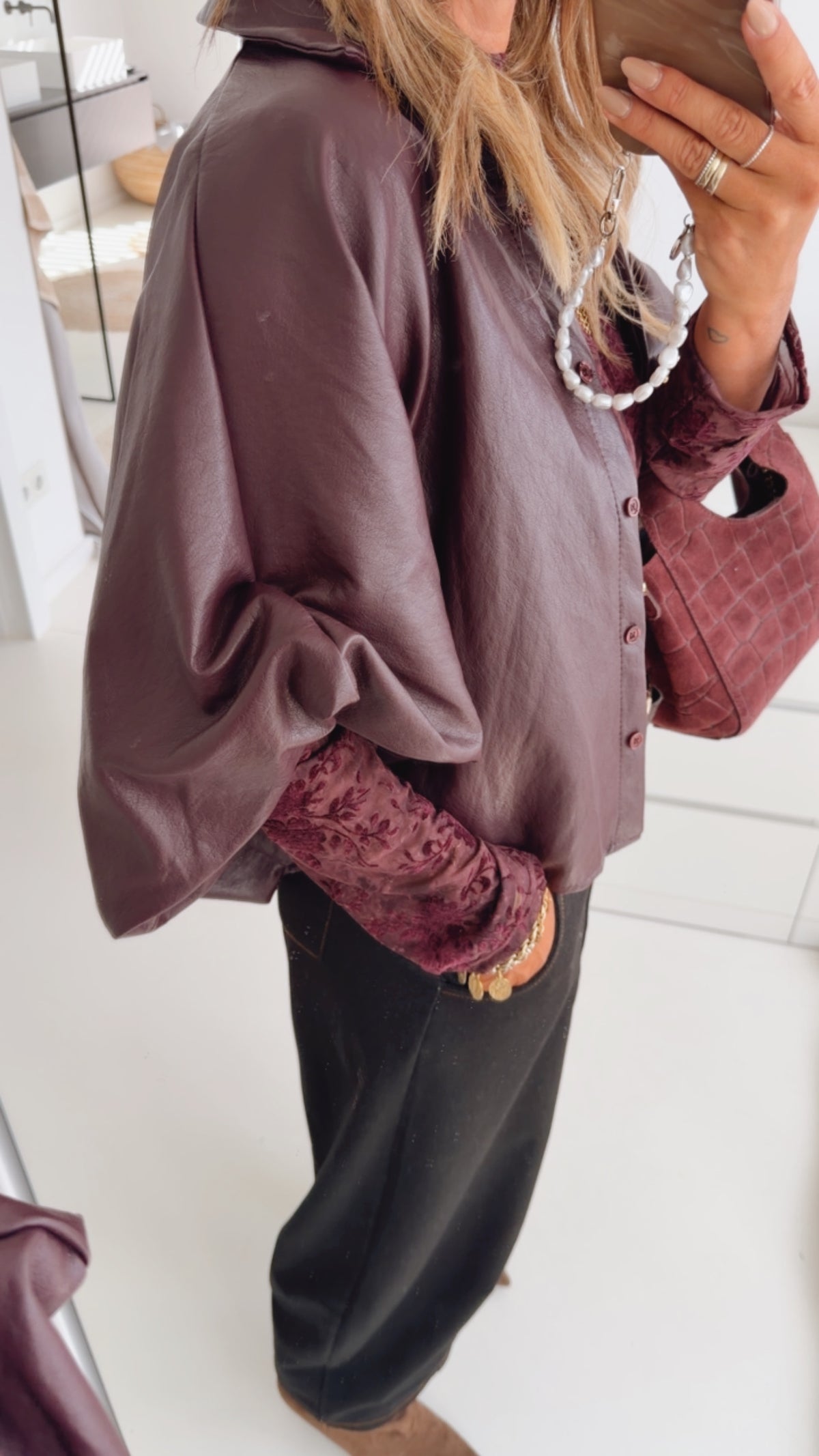 Longsleeve Sheer Samt Optik