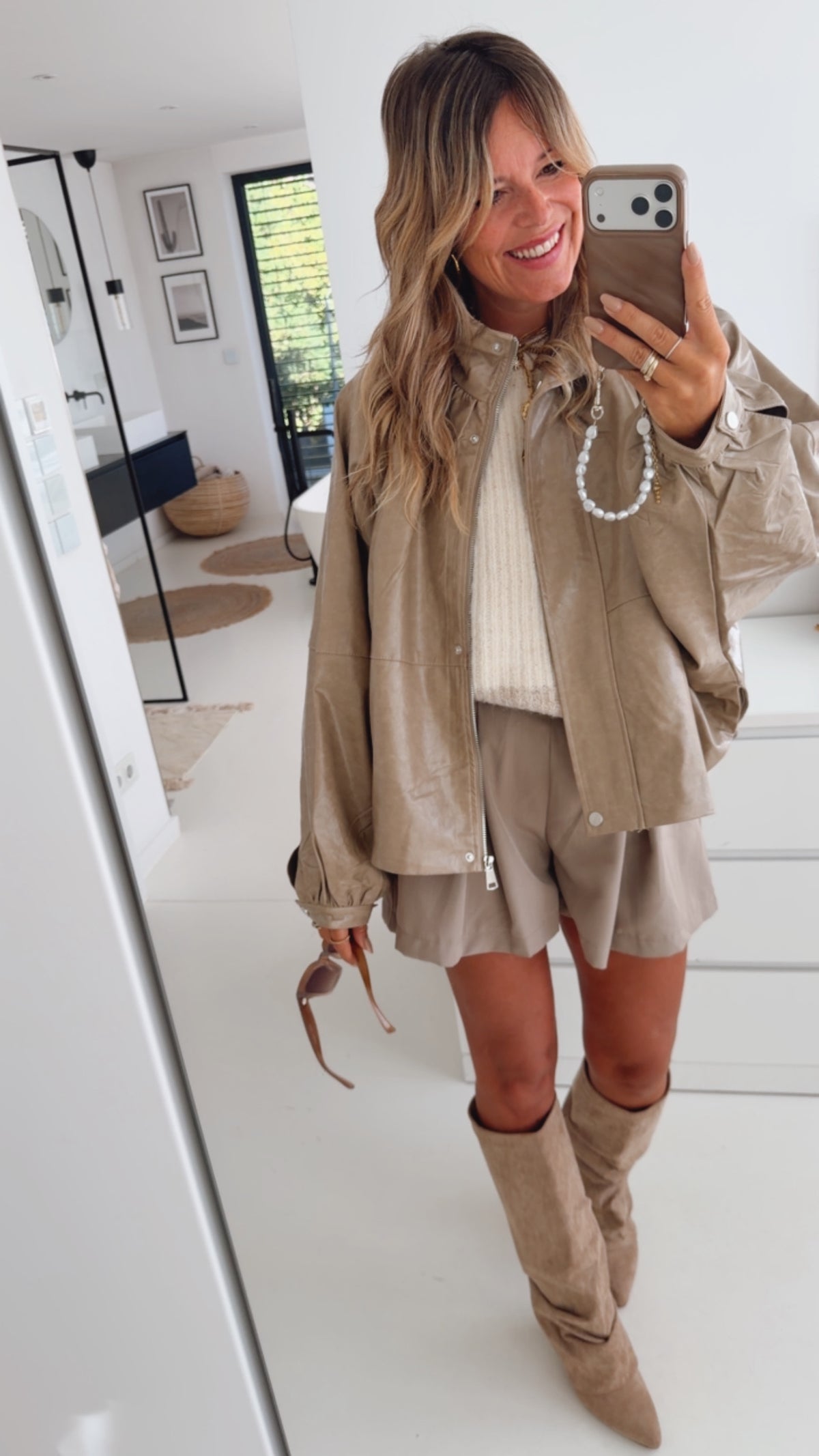 Loose Midi Jacke in Lederoptik