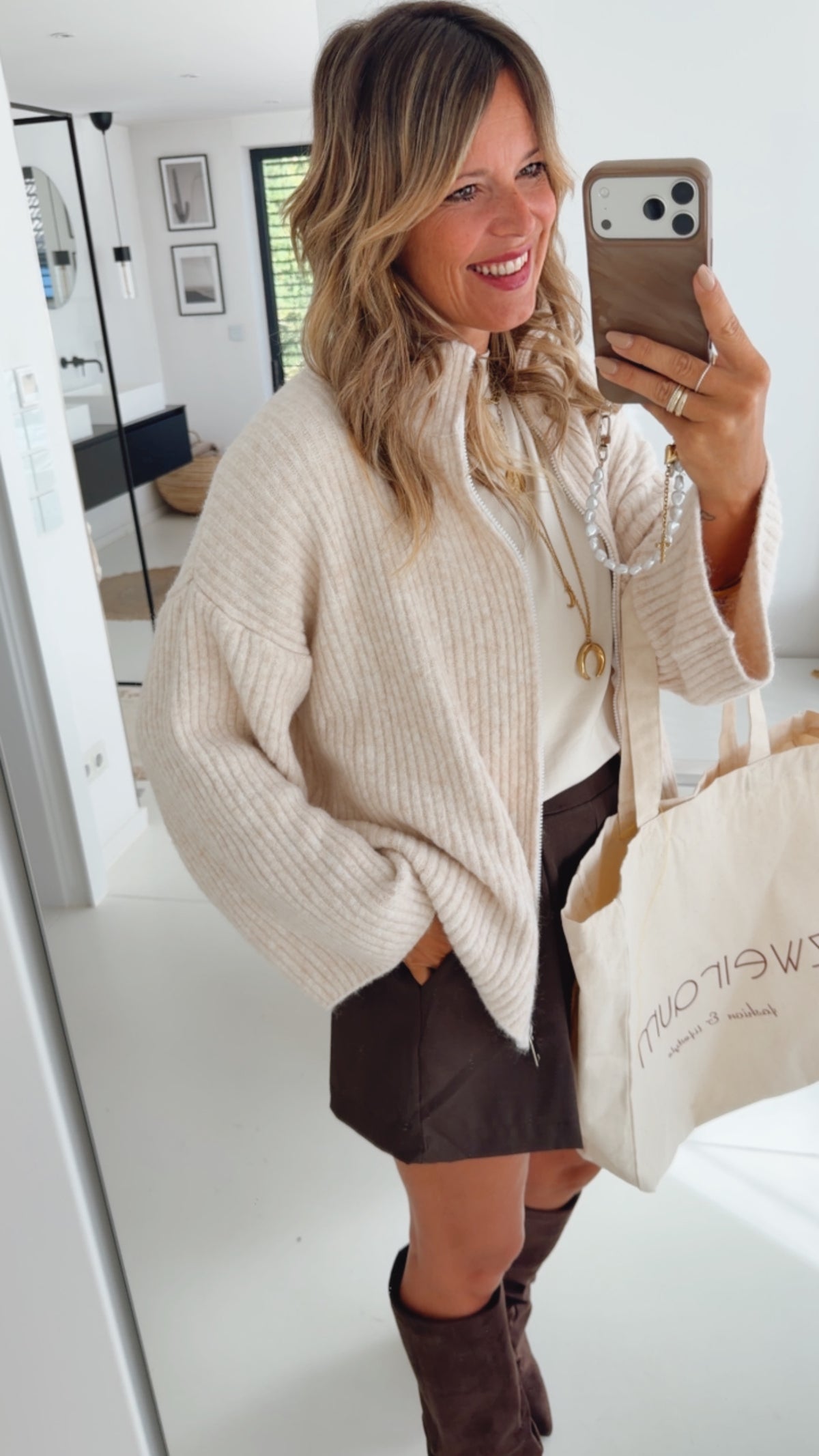 Loose Strick Jacke mit Zipper