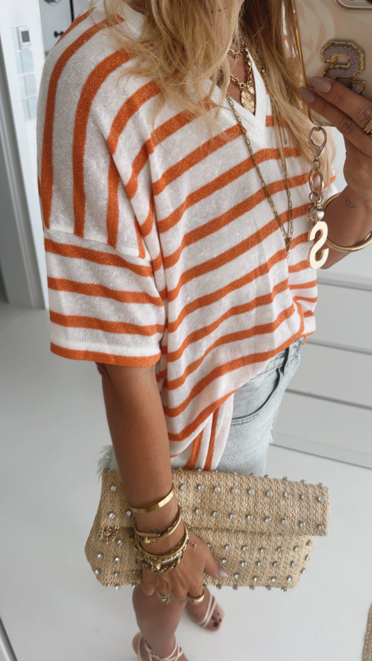 Loose T-Shirt mit Streifen
