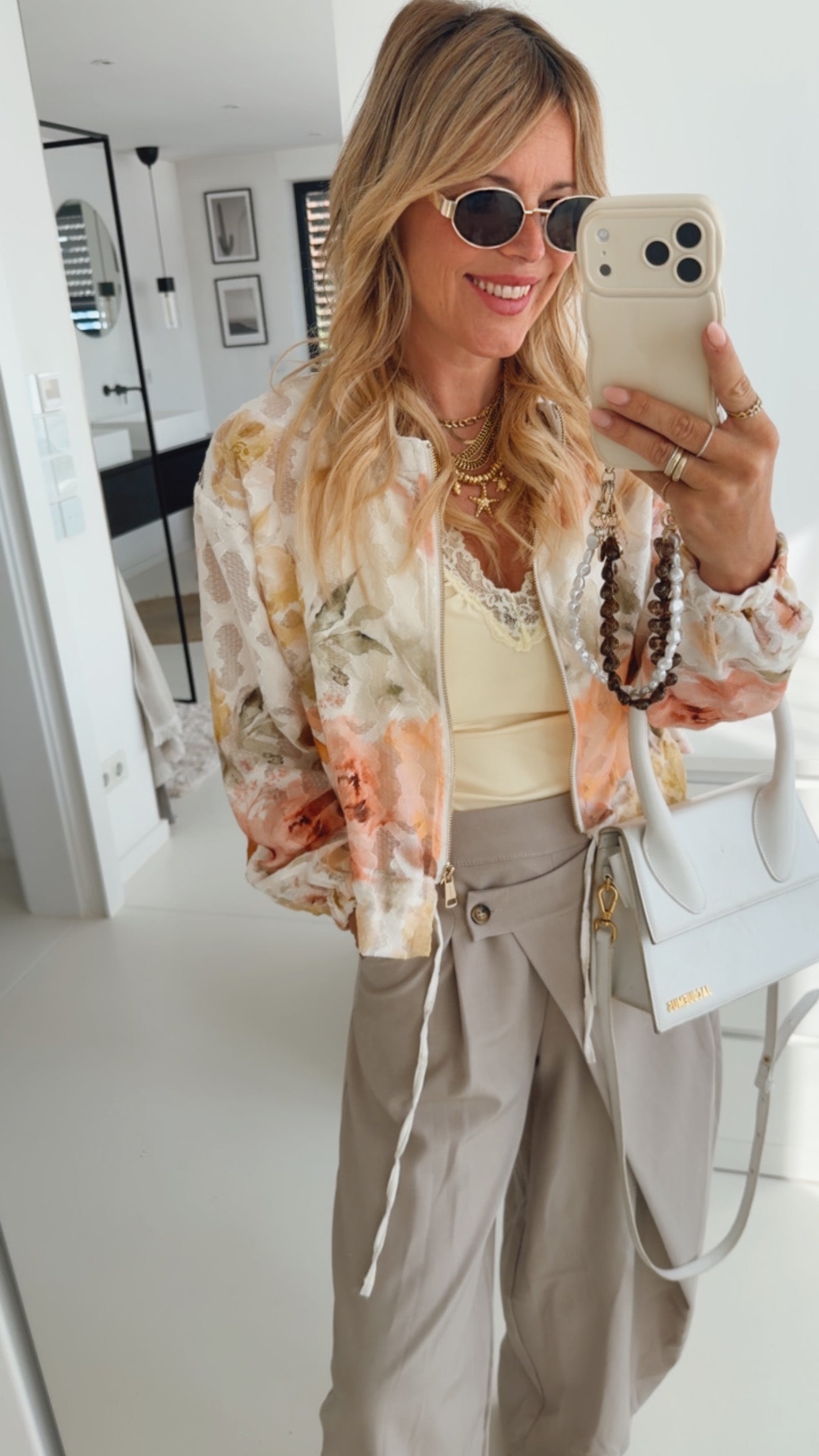 Midi Jacke Flowers Structured