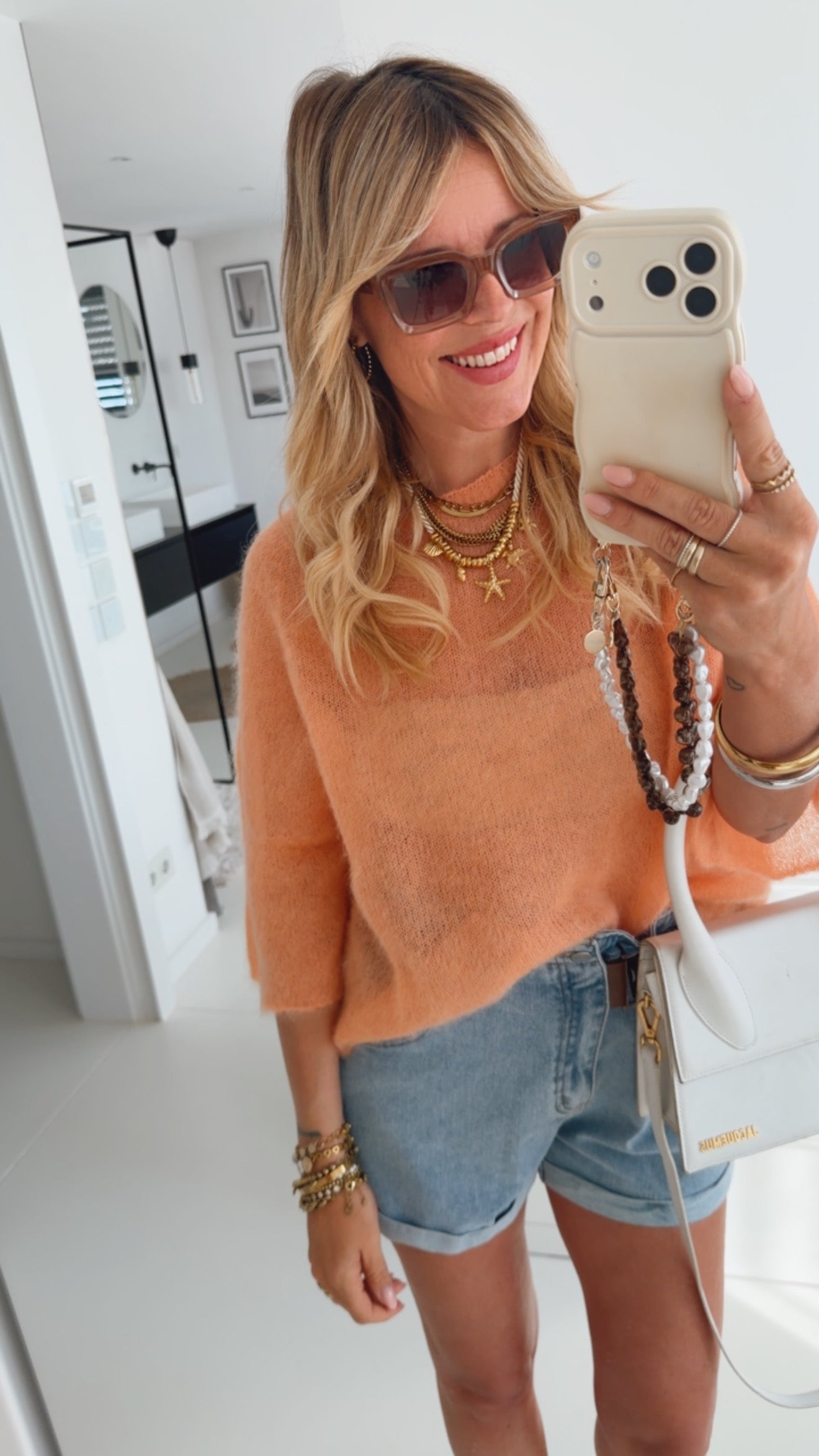 Midi Soft Strick Pulli Dreiviertelarm