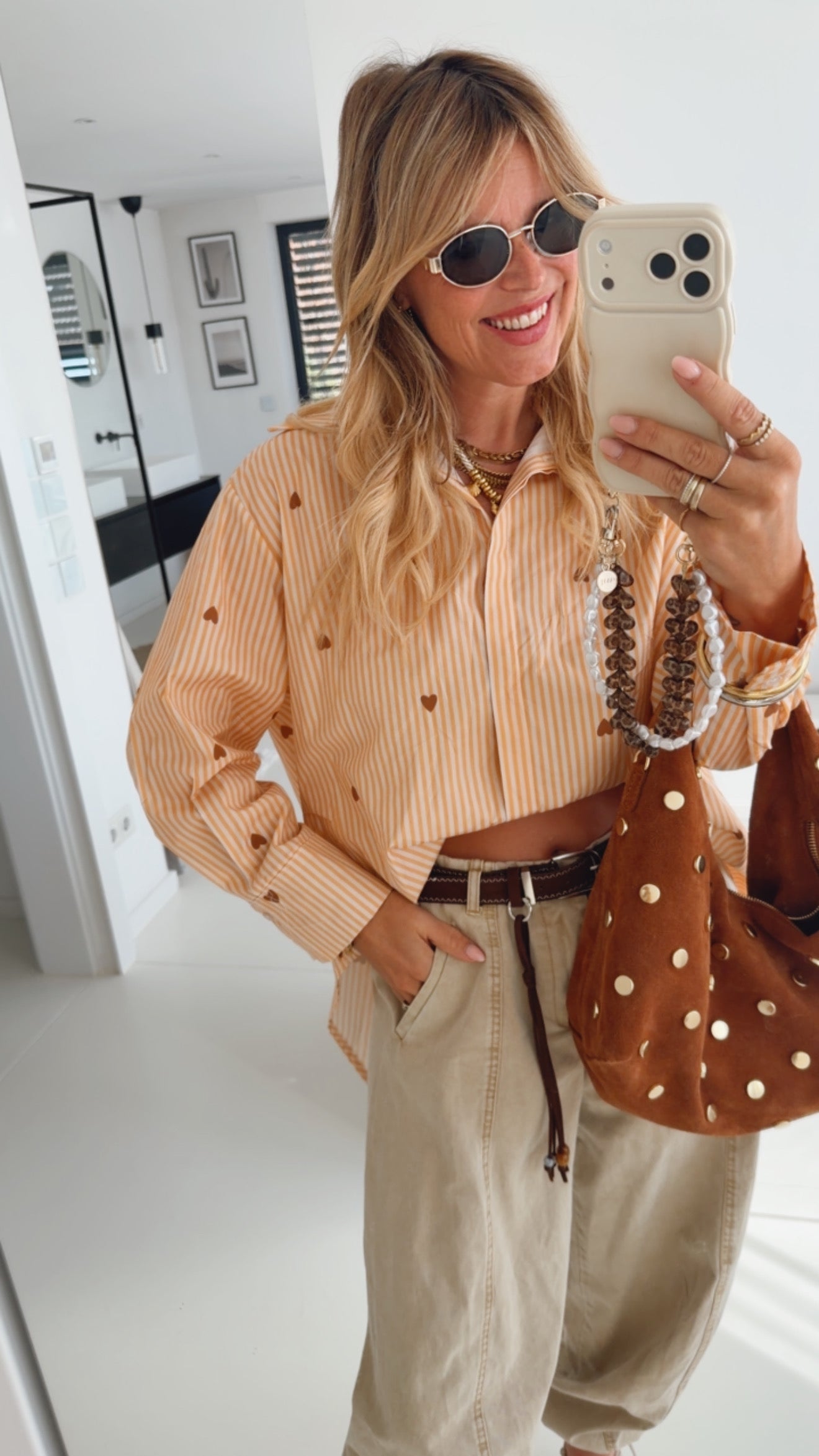 Hemd Bluse Streifen Herz